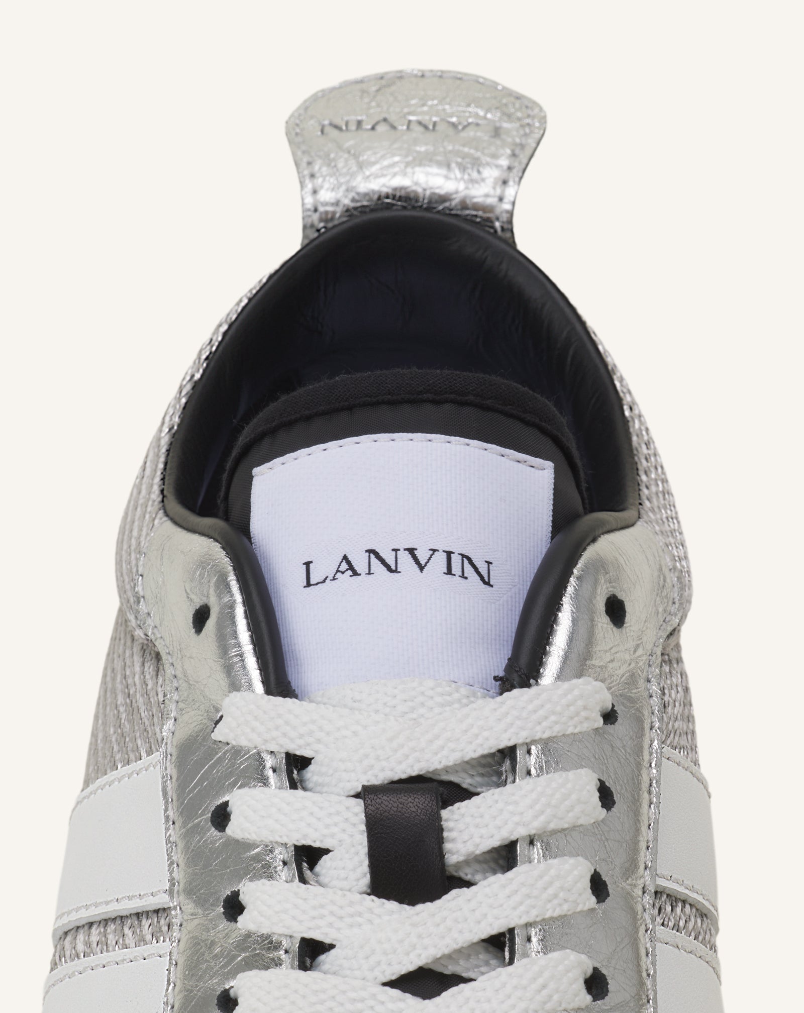 WHITE BUMPR SNEAKERS IN CRINKLED METALLIC LEATHER