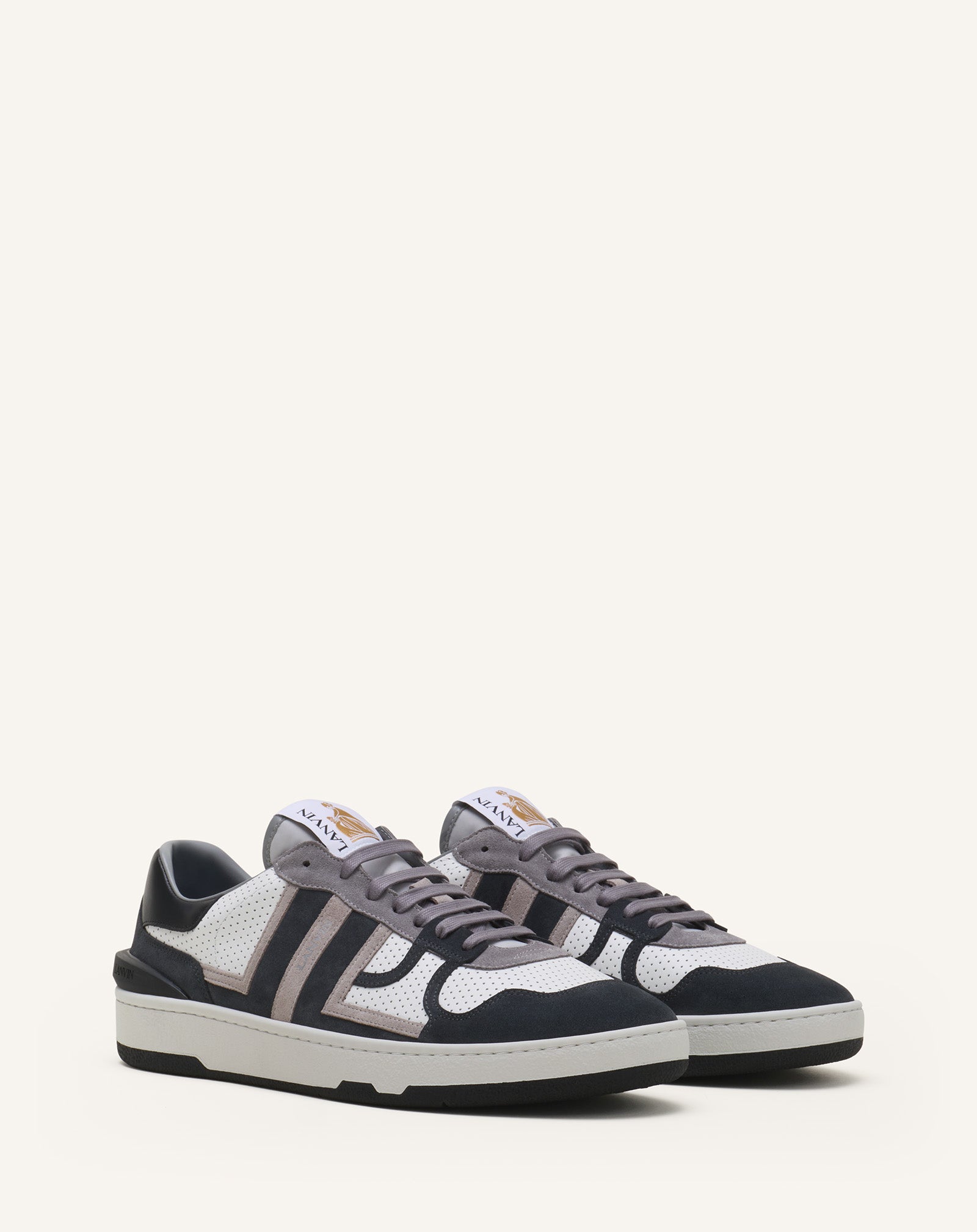 Black Clay Sneakers In Perforated Leather And Suede | Lanvin