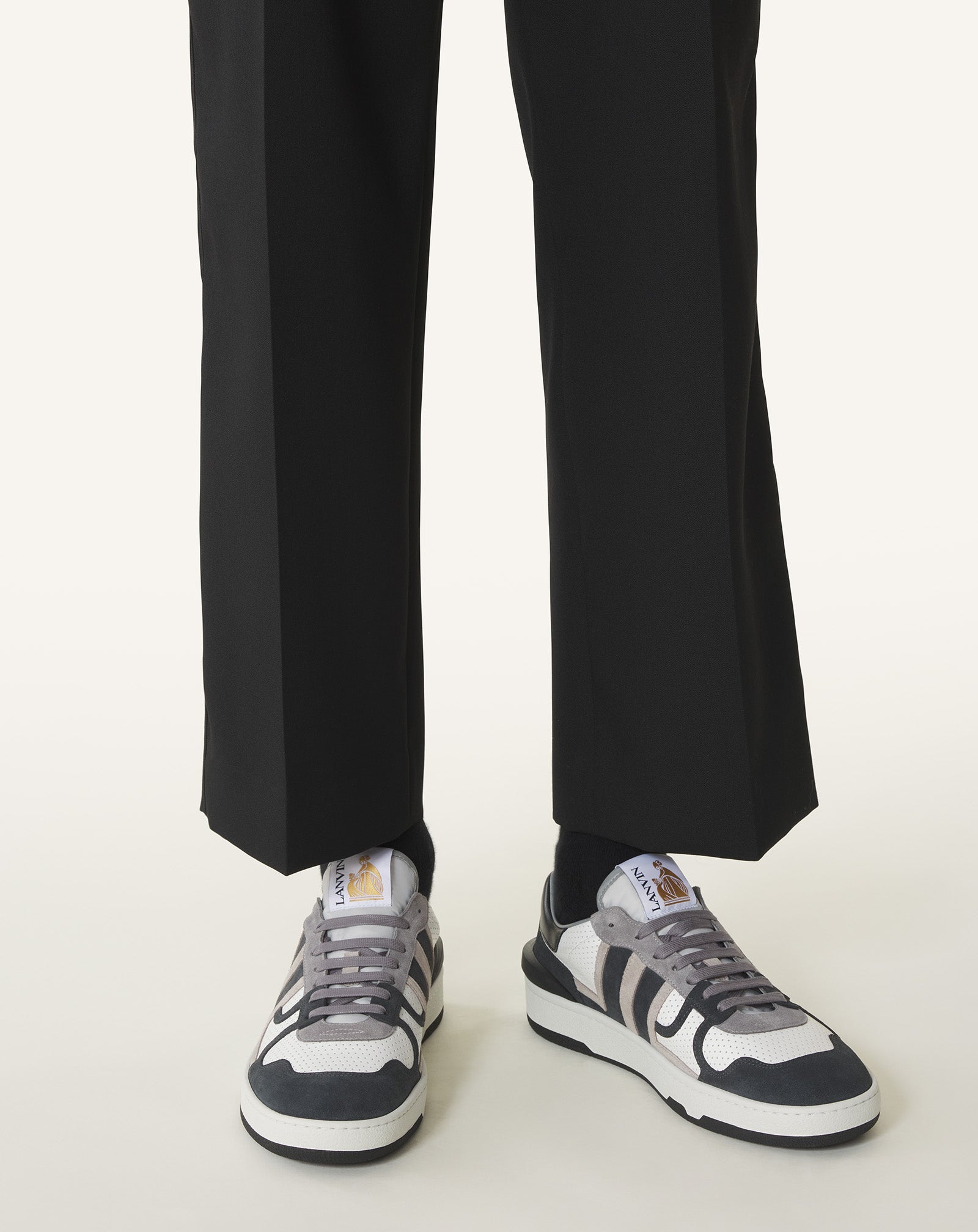 Black Clay Sneakers In Perforated Leather And Suede | Lanvin
