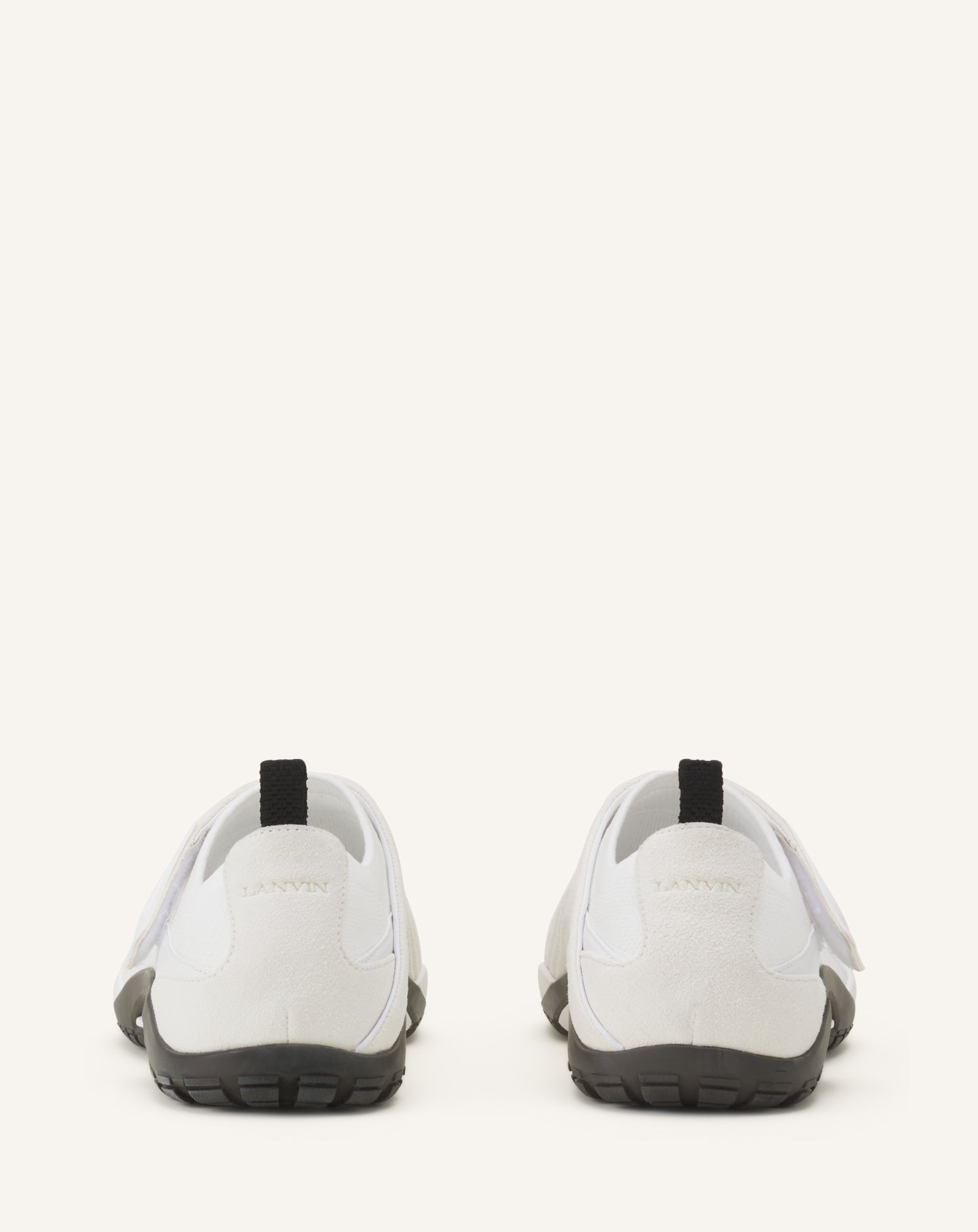 WHITE LNV1 KNIT AND SUEDE SNEAKERS