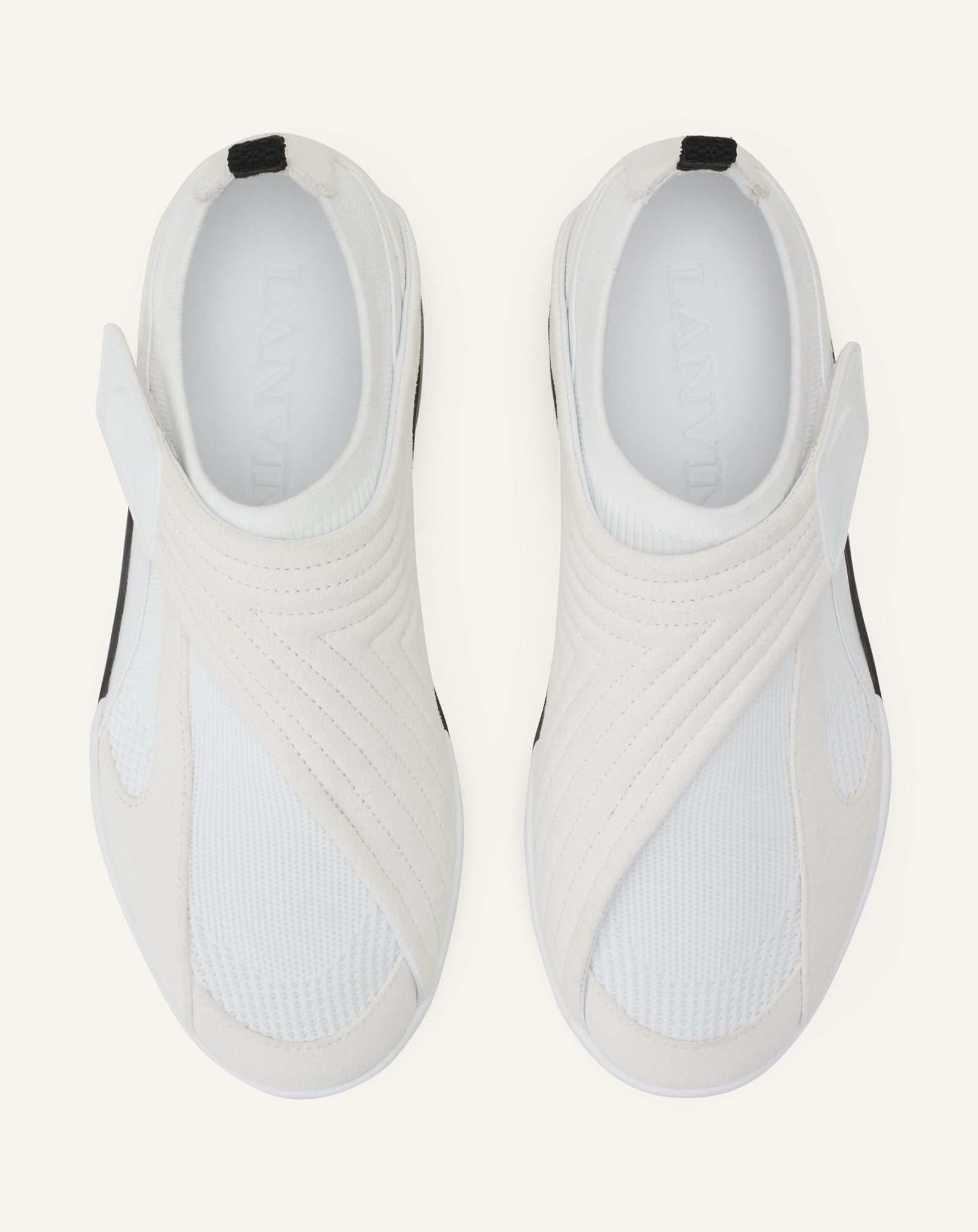 トップス LEWIN / WHITE gadidanoniem Sneaker Lnv1 En Suede Tricote White | Lanvin