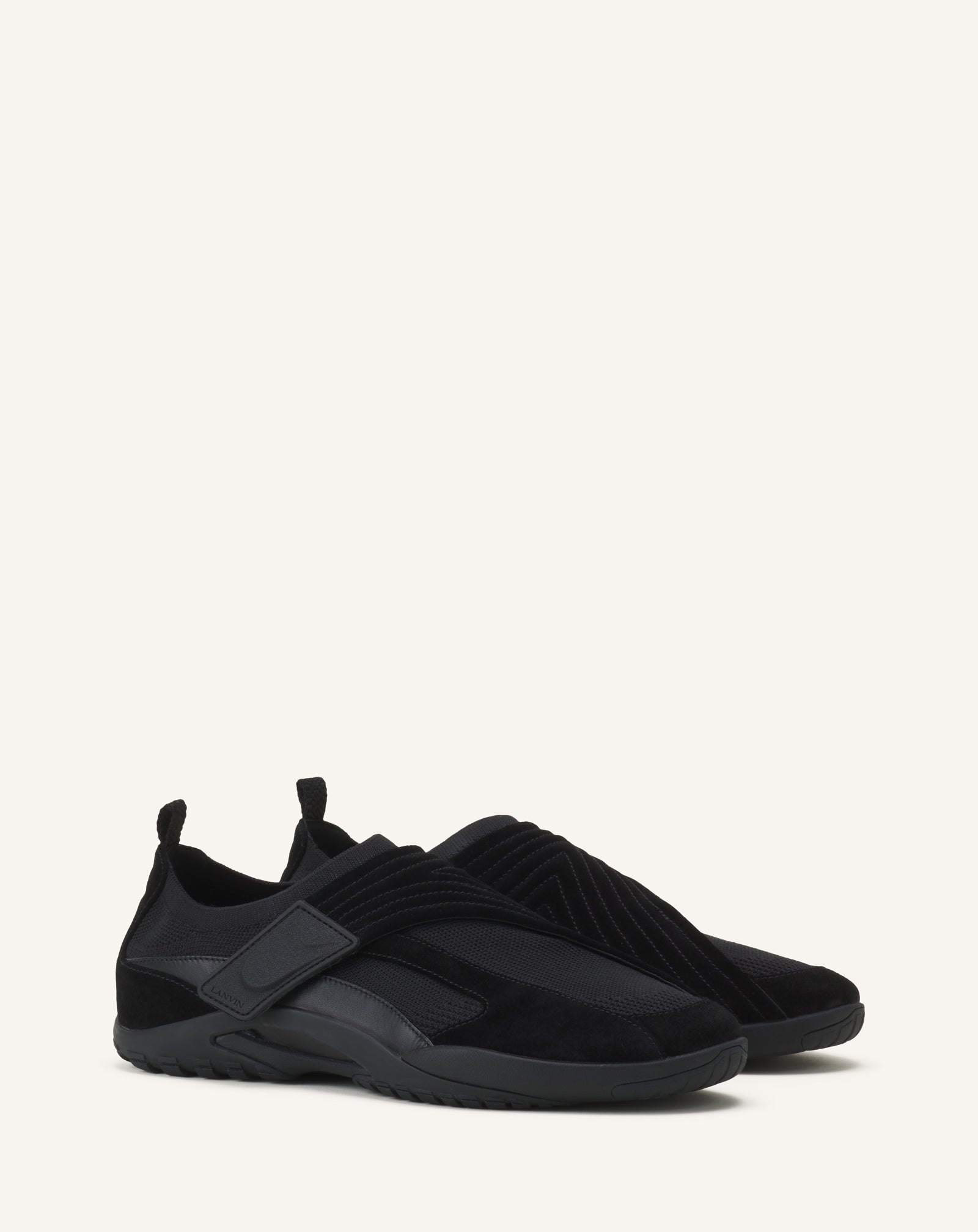 Black Lnv1 Sneakers In Knit And Suede | Lanvin