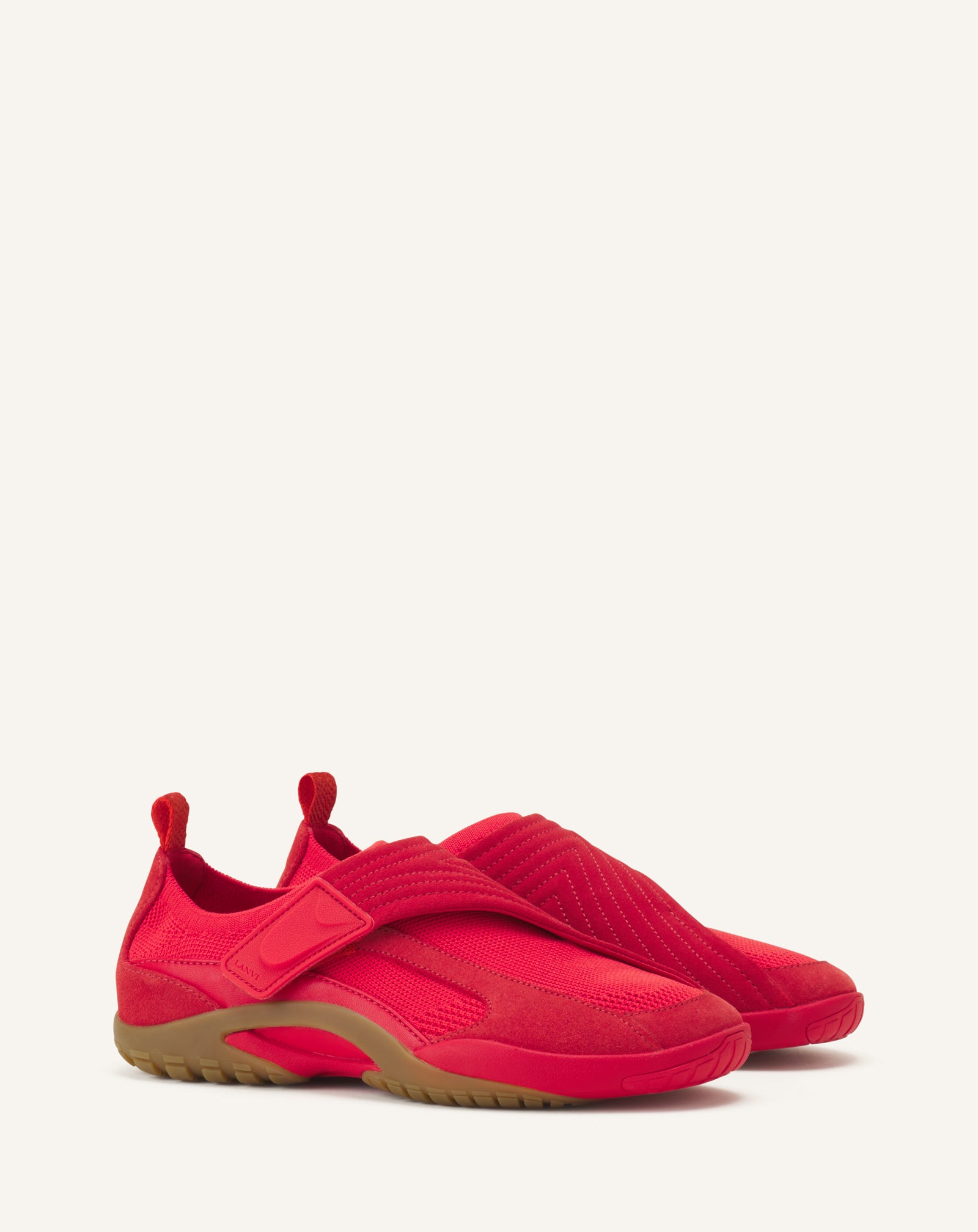 Sneaker Lnv1 En Suede Tricote Red | Lanvin
