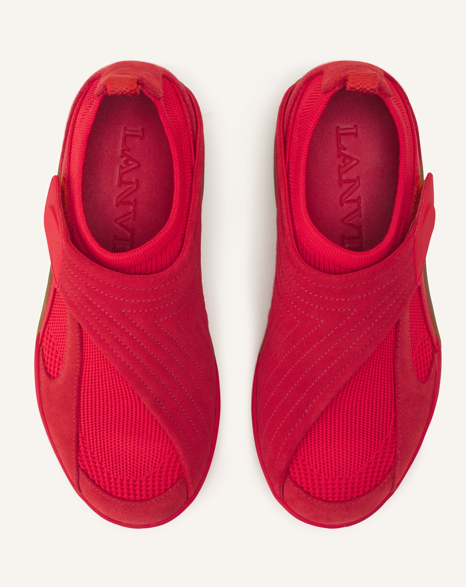 Red Lnv1 Sneakers In Knit And Suede | Lanvin
