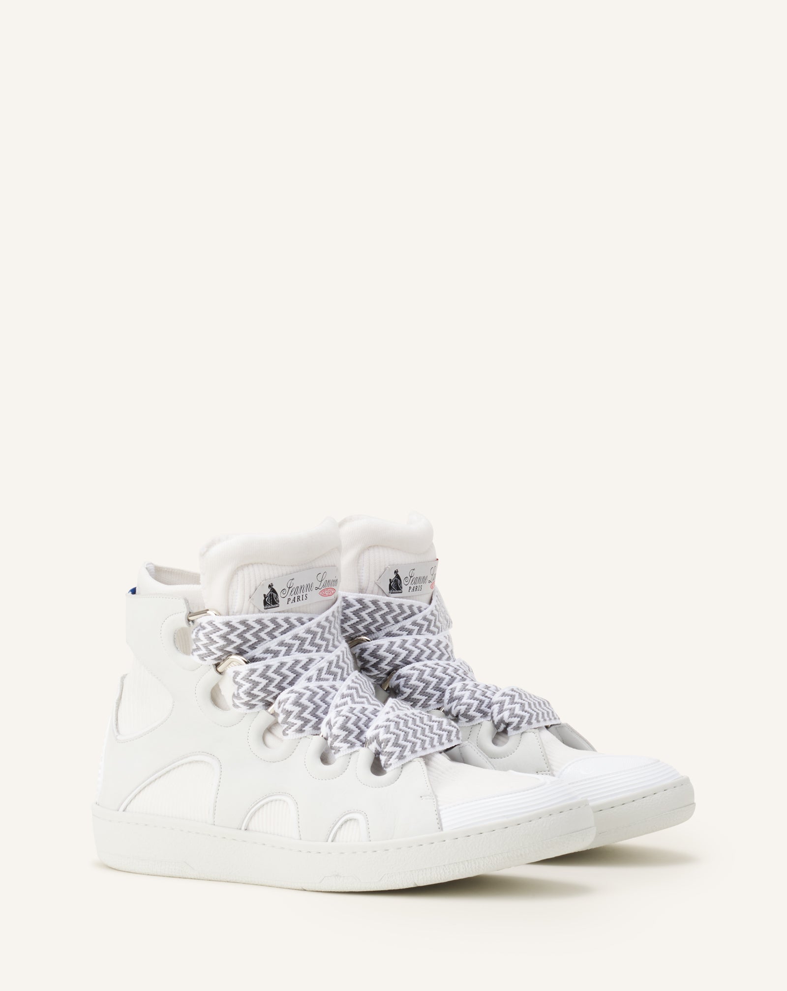 WHITE HIGH TOP CURB SNEAKERS IN KNIT