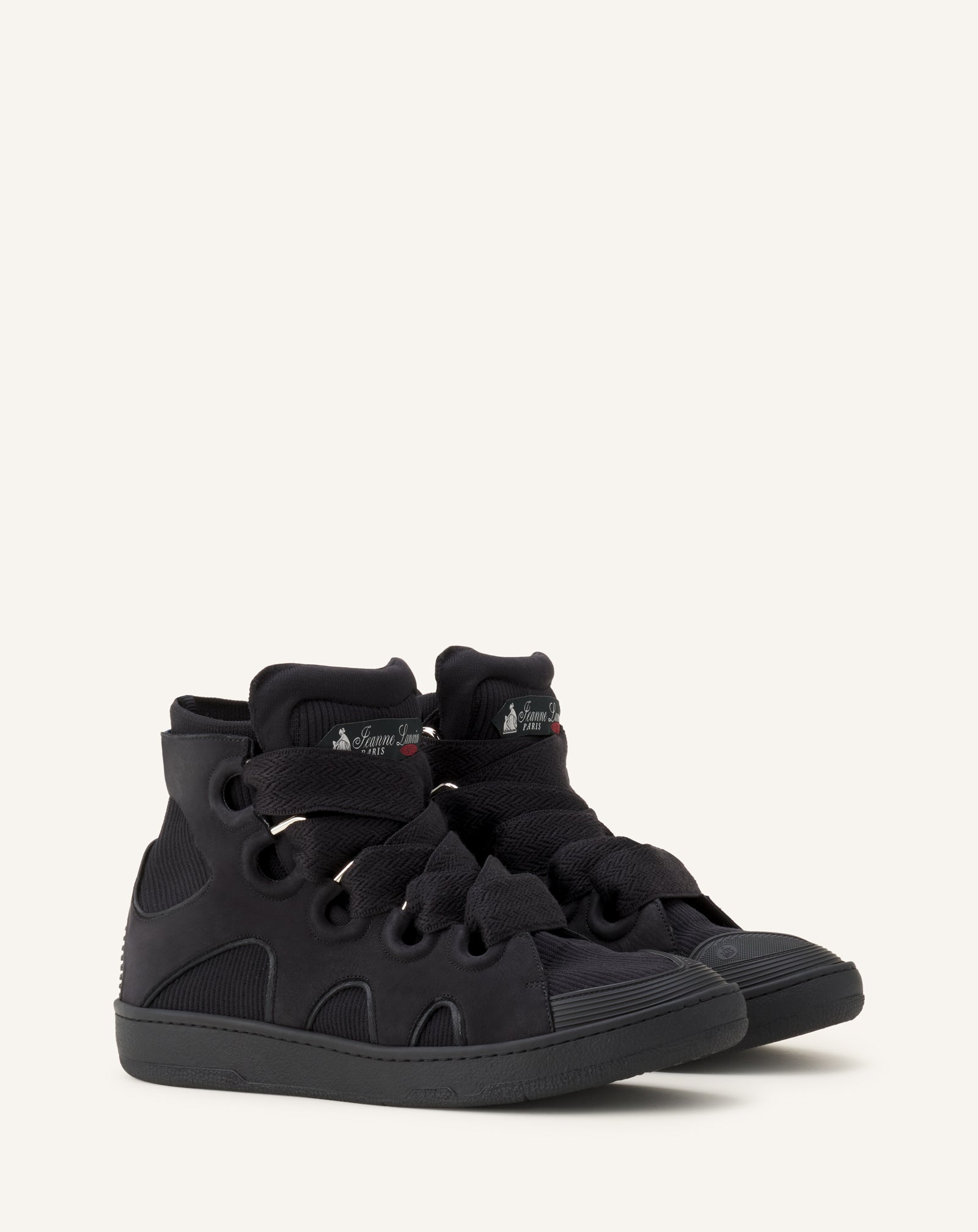 BLACK HIGH TOP CURB SNEAKERS IN KNIT
