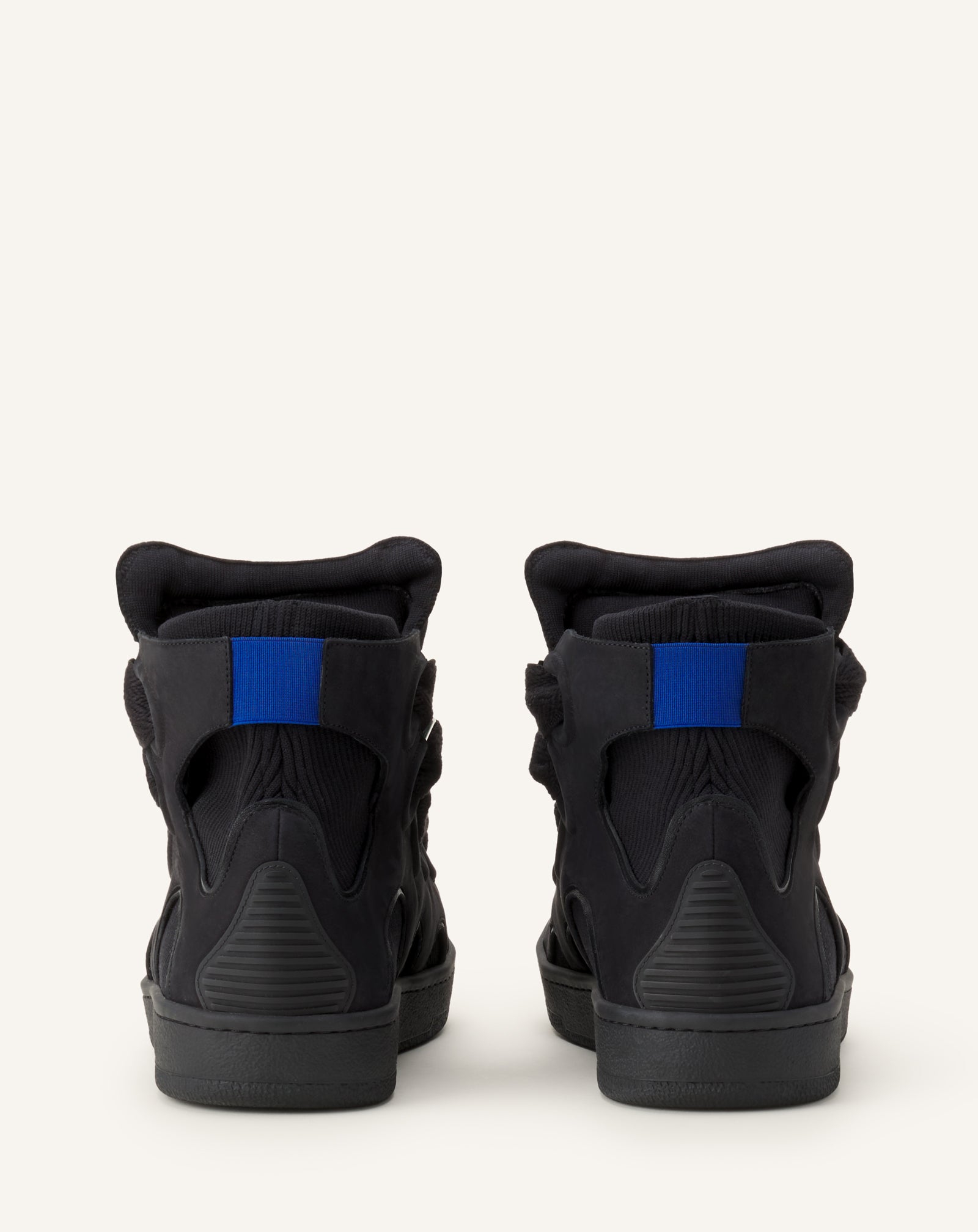 BLACK HIGH TOP CURB SNEAKERS IN KNIT