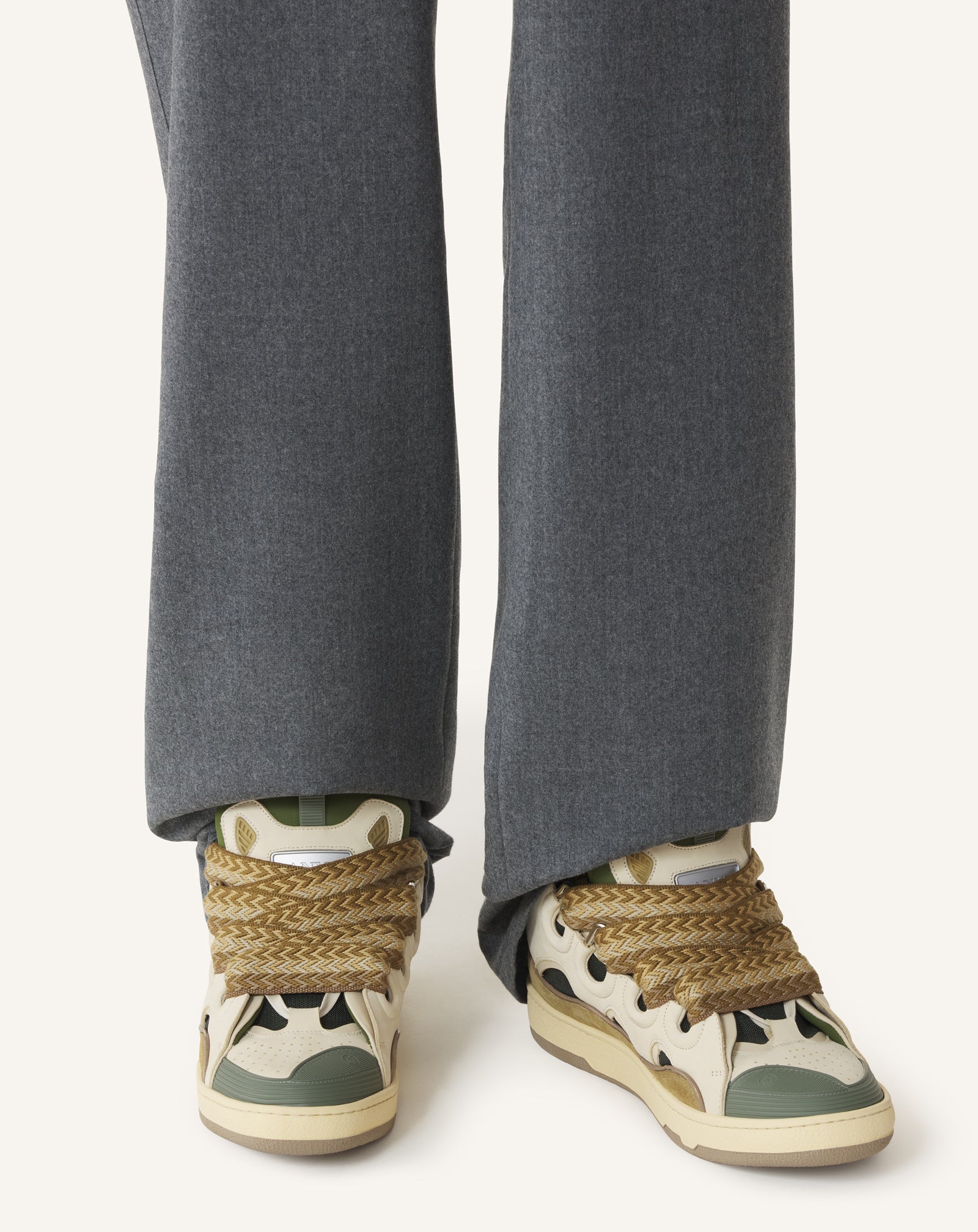 White Curb Leather Sneakers | Lanvin
