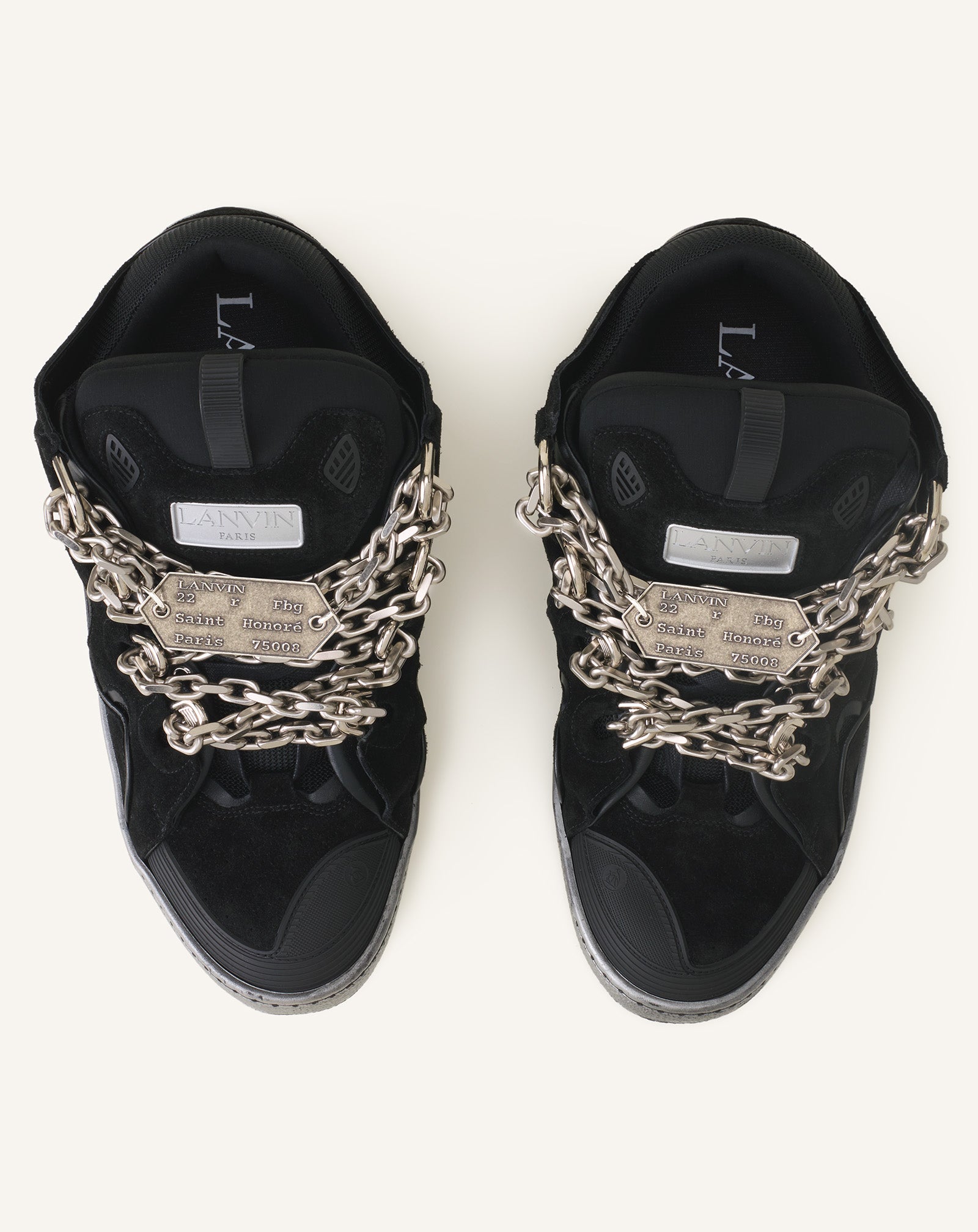 BLACK CURB SNEAKERS ID CHAIN IN SUEDE