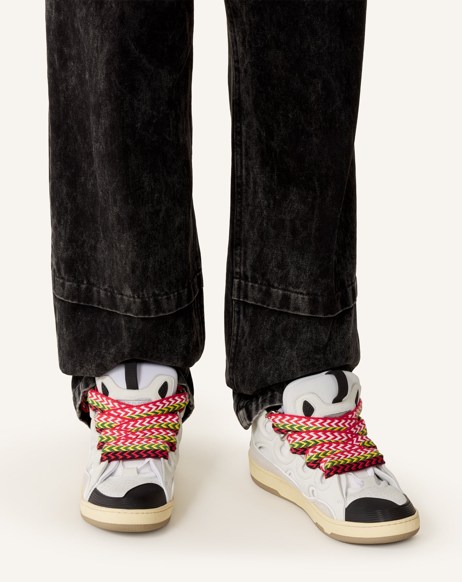 WHITE CURB LEATHER SNEAKERS