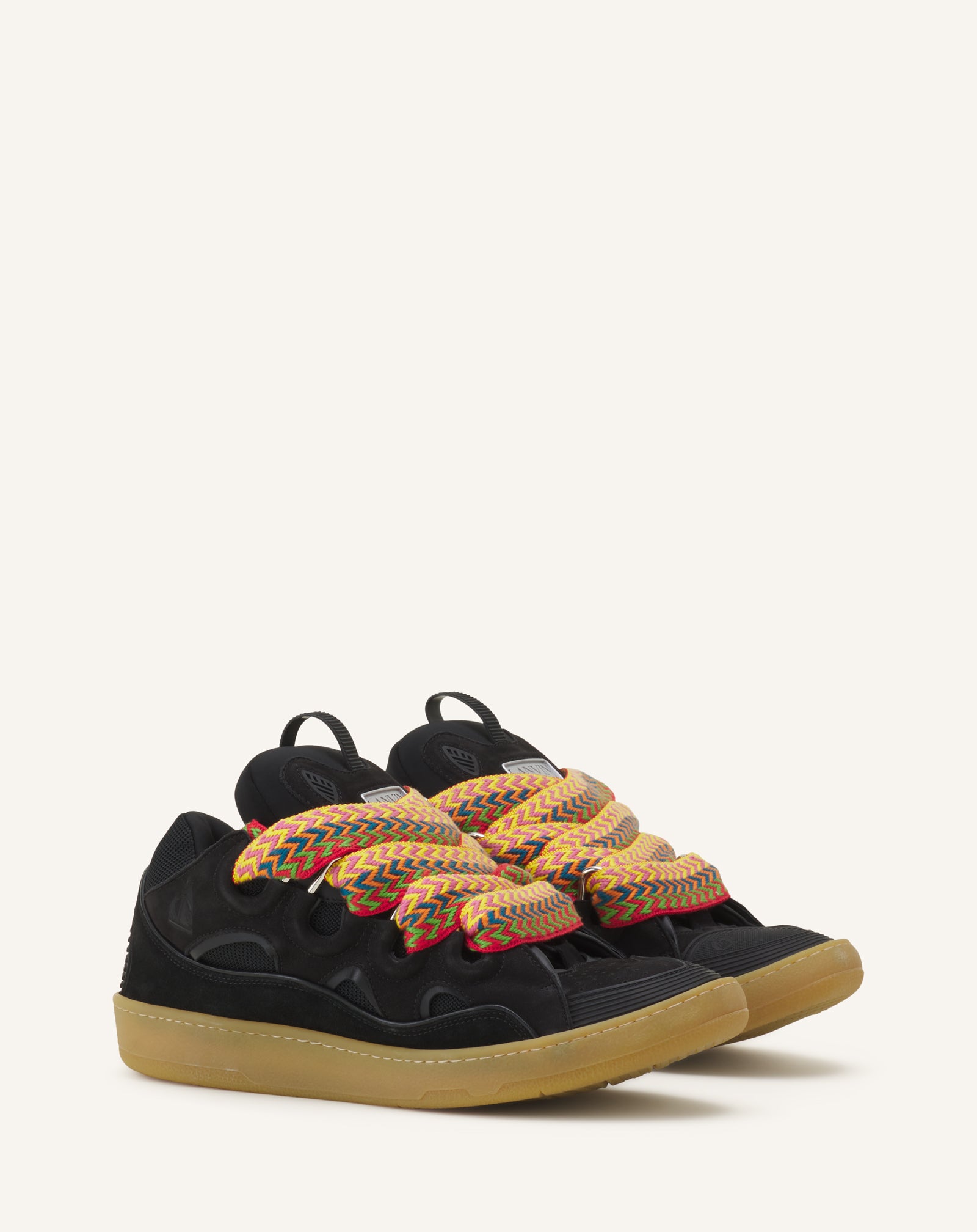Black Leather Curb Sneakers | Lanvin