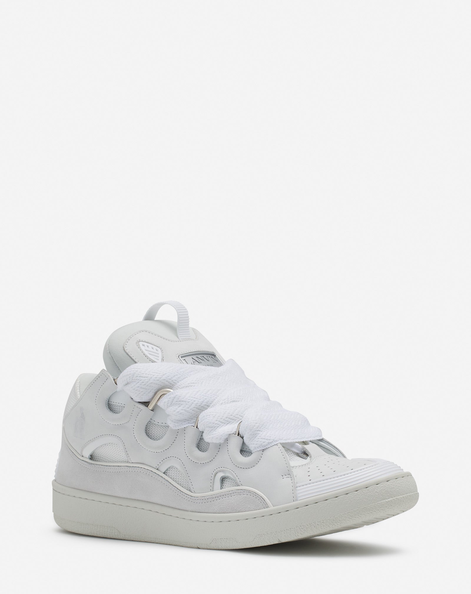 White Leather Curb Sneakers | Lanvin