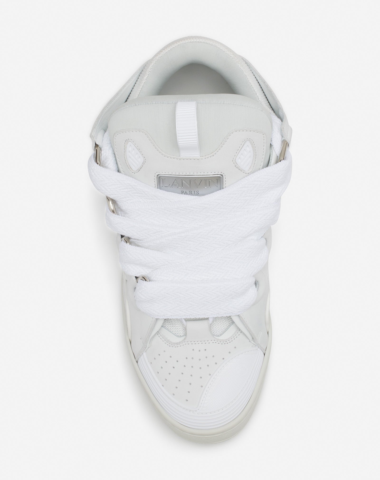 White Leather Curb Sneakers | Lanvin