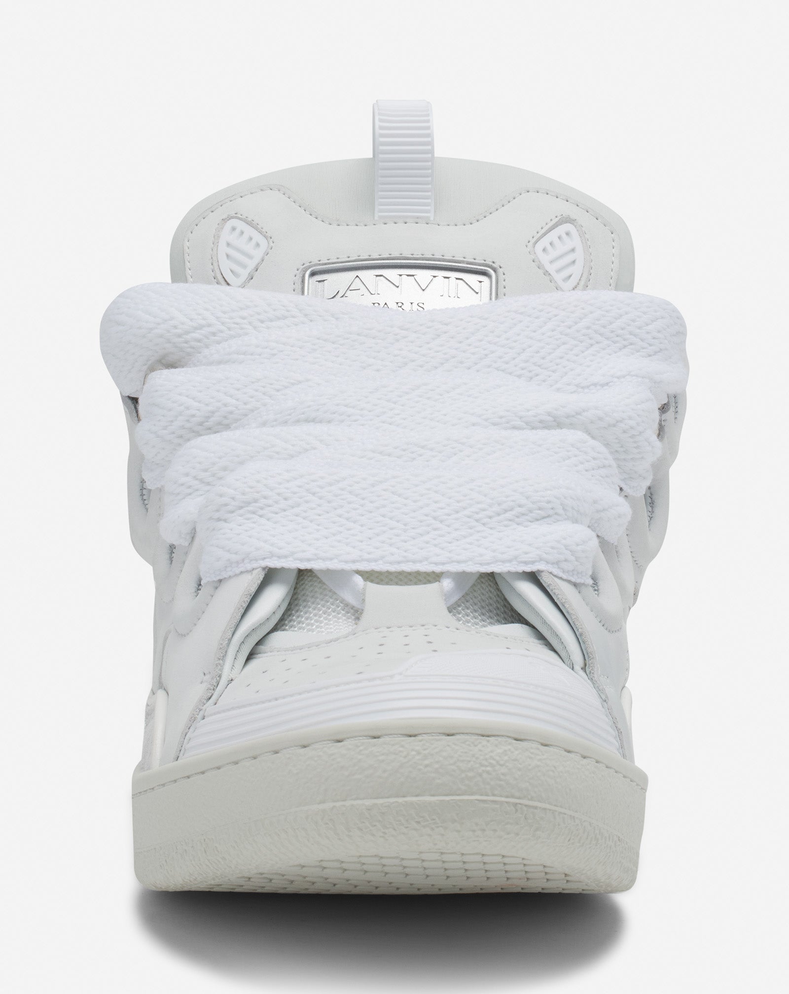 WHITE LEATHER CURB SNEAKERS