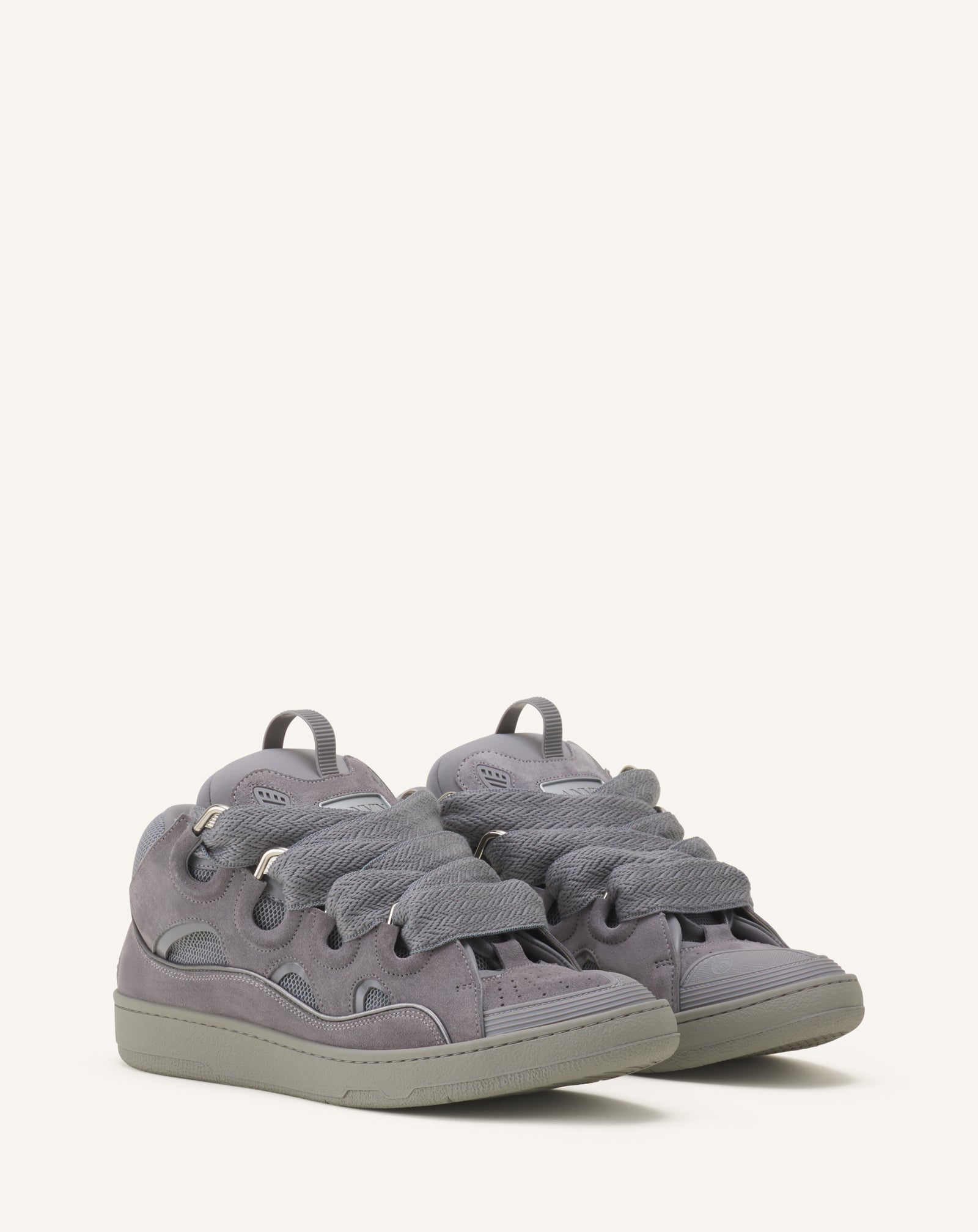Grey Curb Sneakers In Monochrome Suede | Lanvin