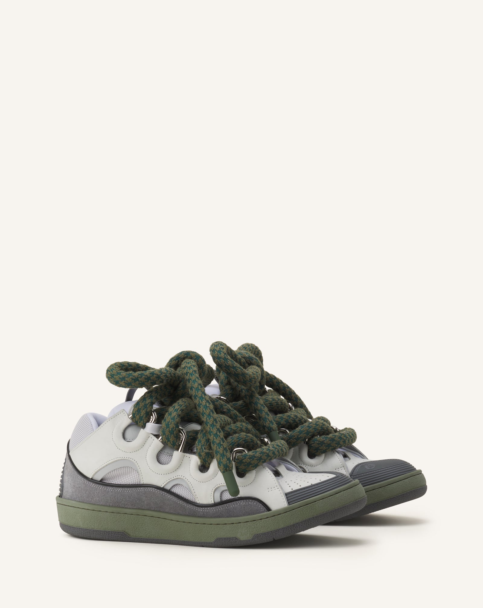 GREY CURB SNAKE SNEAKERS IN LEATHER
