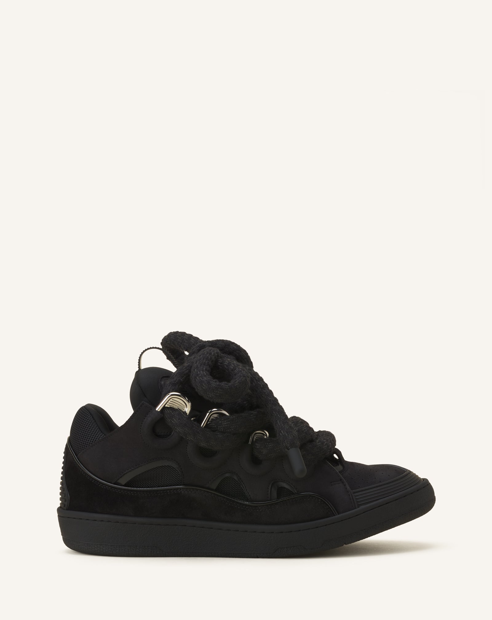 BLACK CURB SNAKE SNEAKERS IN LEATHER