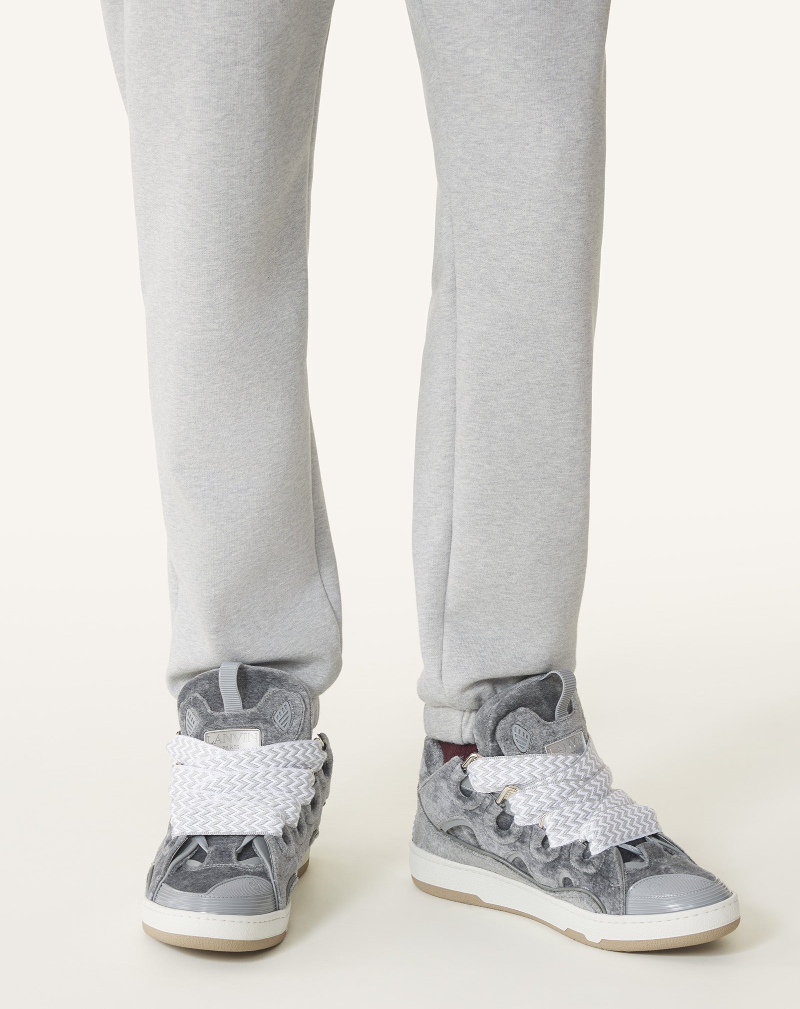 Grey Curb Sneakers In Jersey | Lanvin