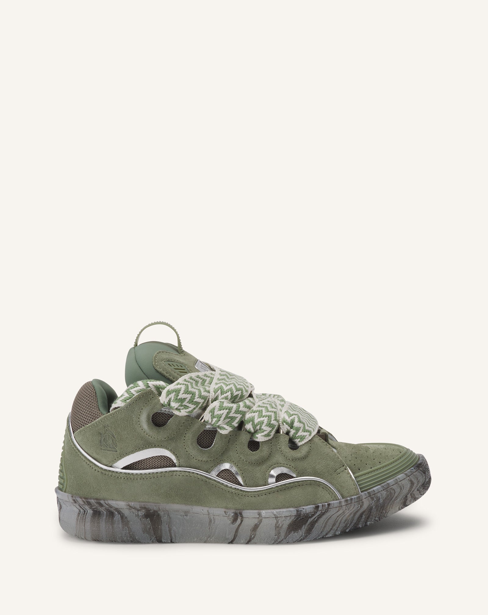 LEATHER CURB SNEAKERS WITH MARBLED SOLE