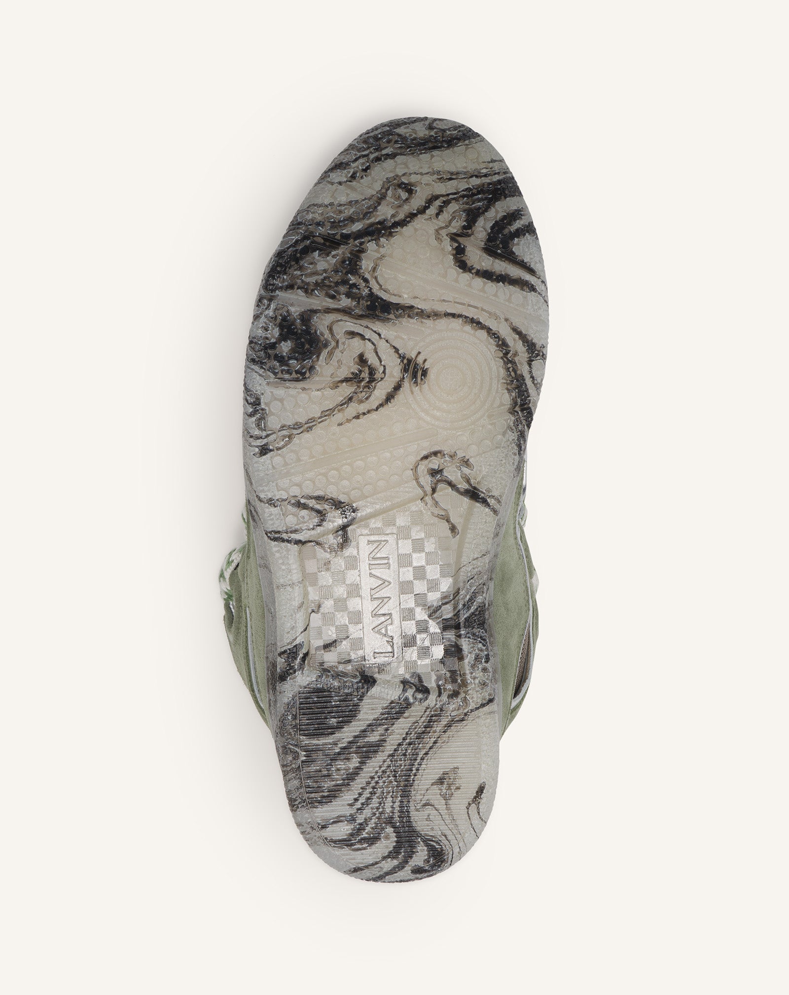 LEATHER CURB SNEAKERS WITH MARBLED SOLE