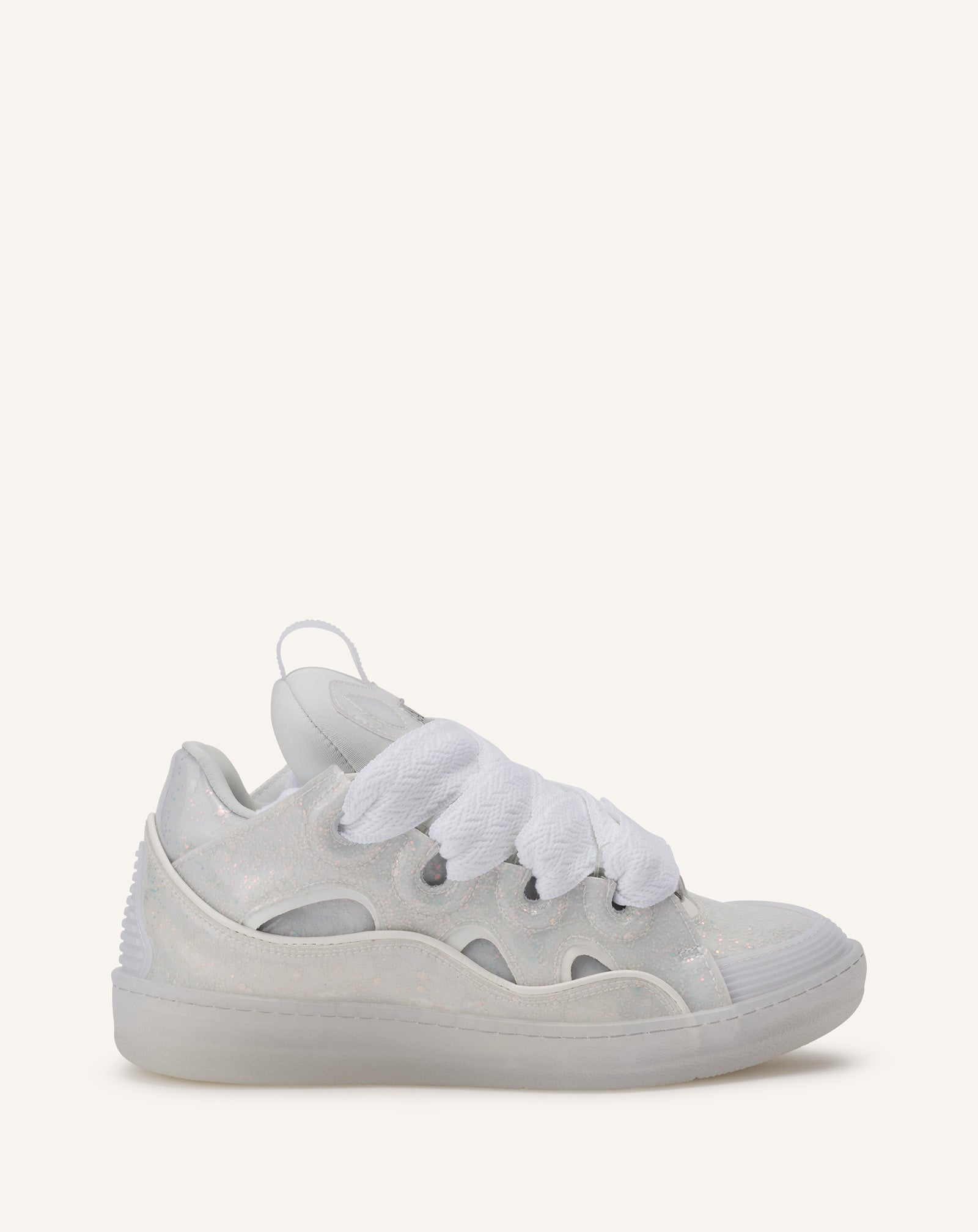 Leather Curb Sneakers With Glitter Effect | Lanvin Leather Curb Sneakers With Glitter Effect | Lanvin