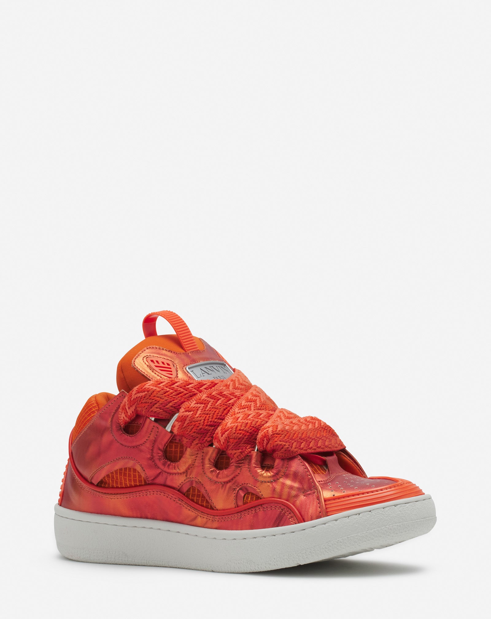 CURB HOLOGRAM-EFFECT LEATHER SNEAKERS