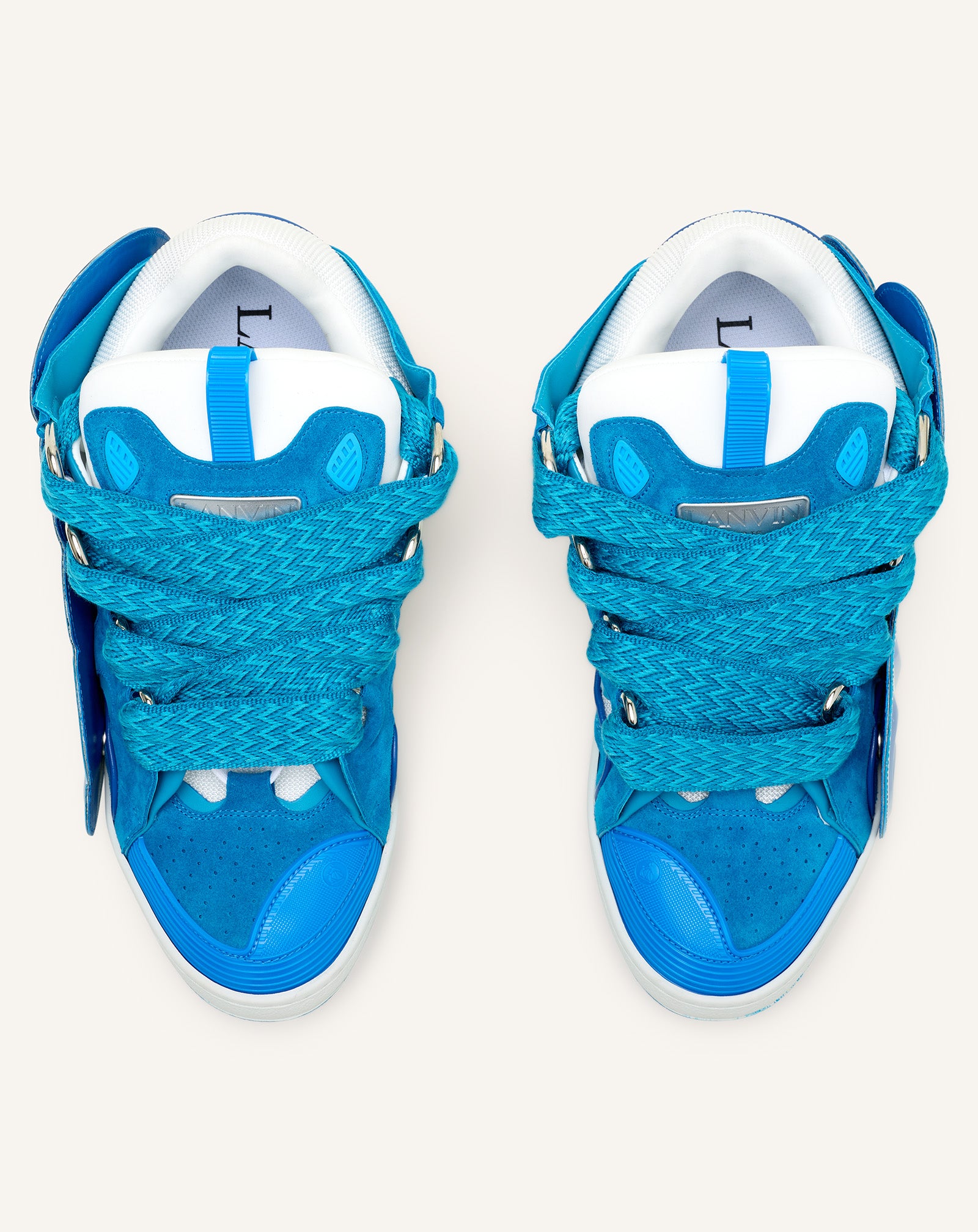 Blue Curb Patch Sneakers In Leather | Lanvin