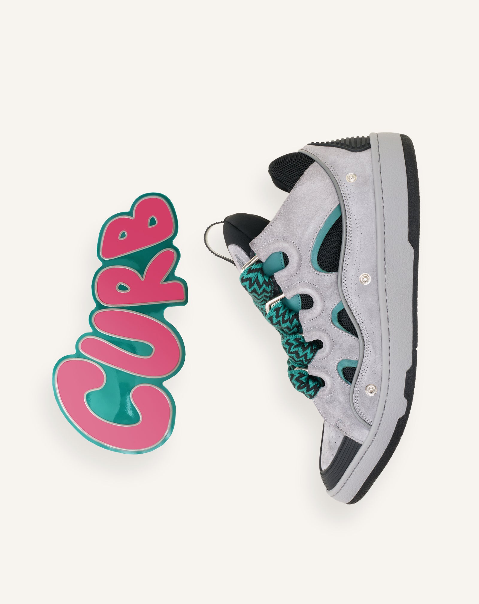 GREEN CURB PATCH  SNEAKERS IN LEATHER