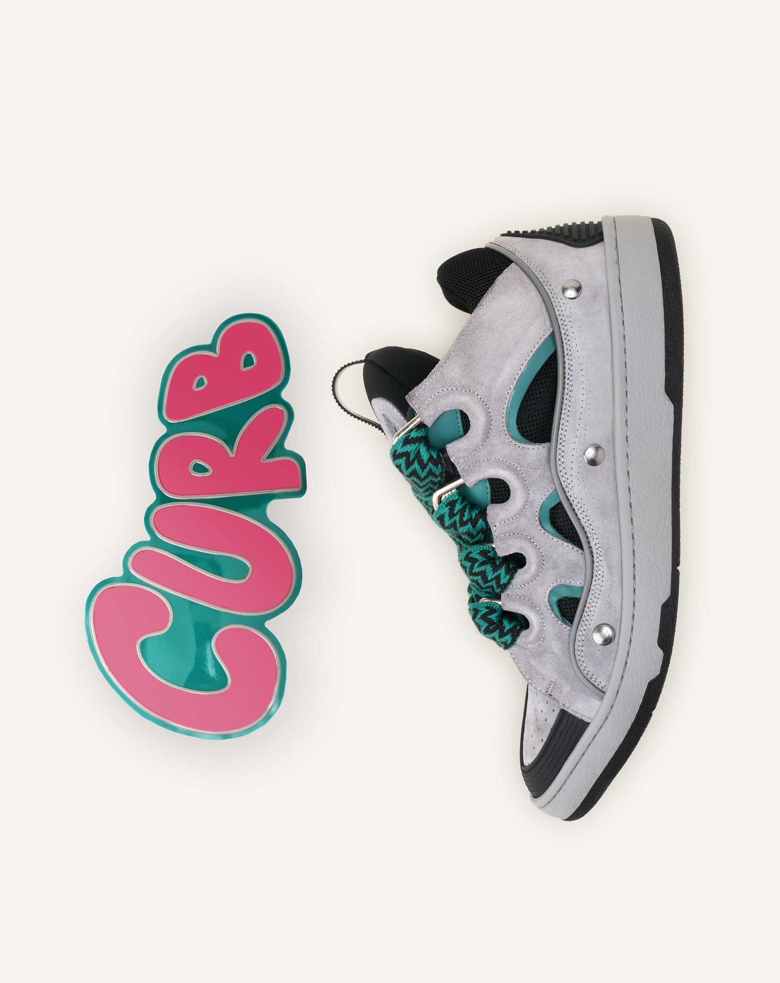 GREEN CURB PATCH  SNEAKERS IN LEATHER