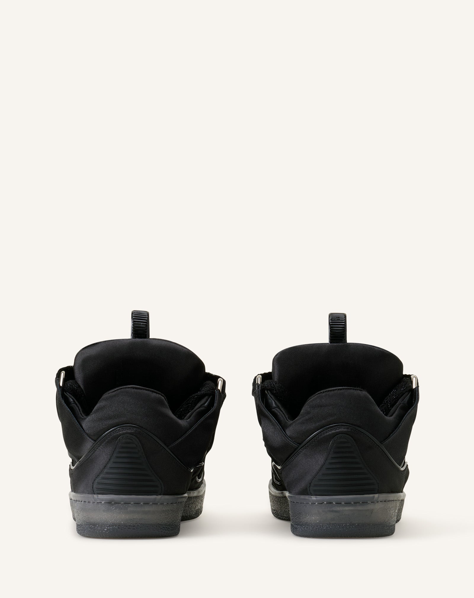 Black Curb Sneakers In Satin | Lanvin