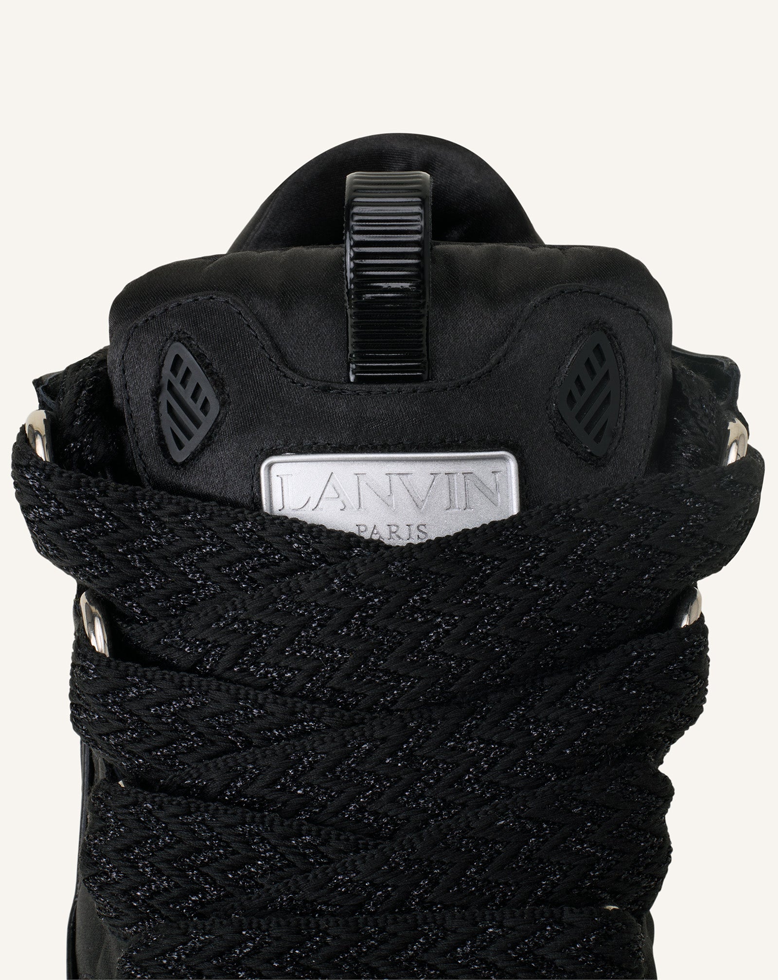 Black Curb Sneakers In Satin | Lanvin