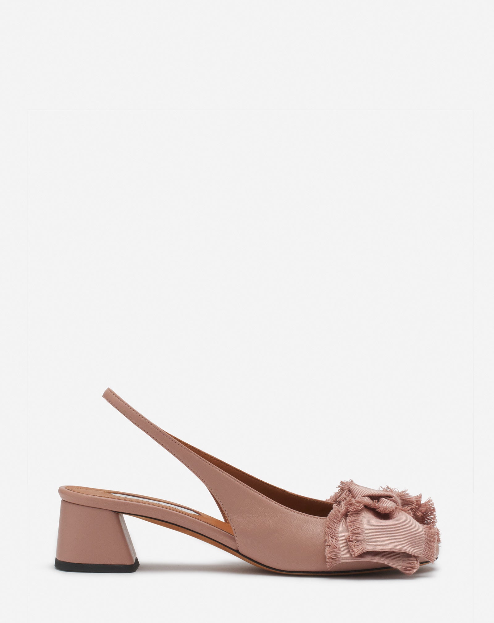 LEATHER HEELED SLINGBACK BALLERINA