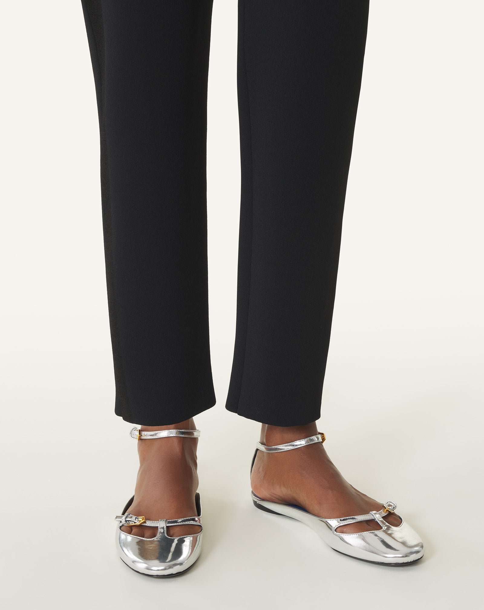 SILVER MARY-JANE BALLERINA IN LEATHER