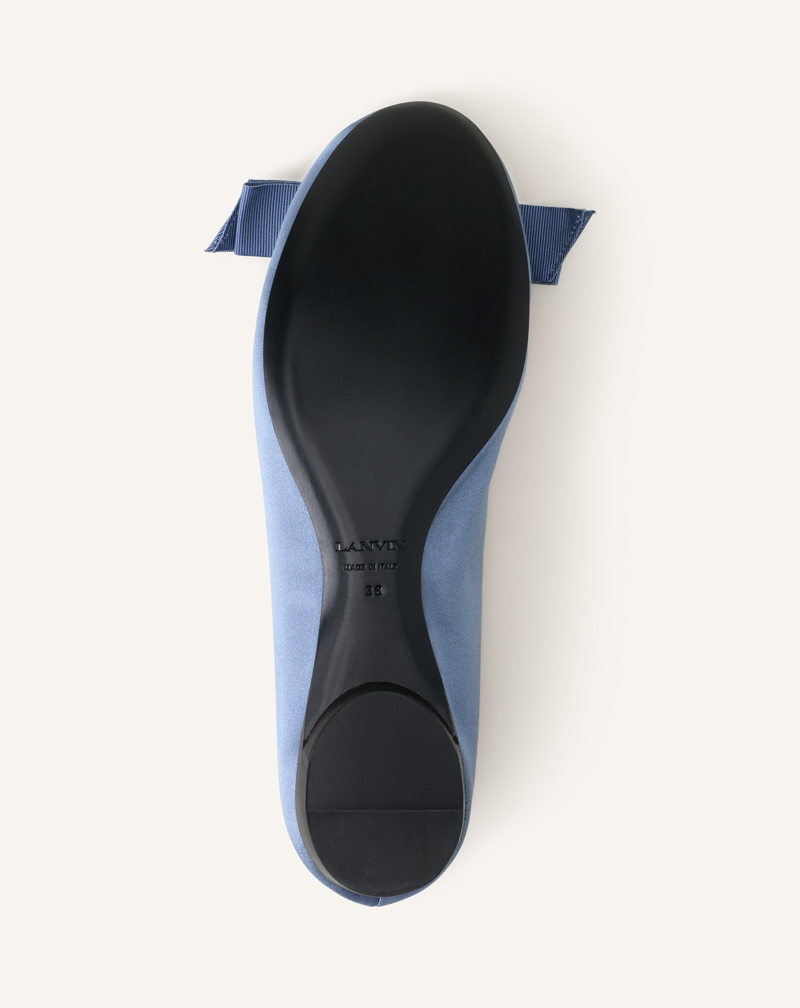 BLUE THE BOW BALLERINA FLAT IN SATIN