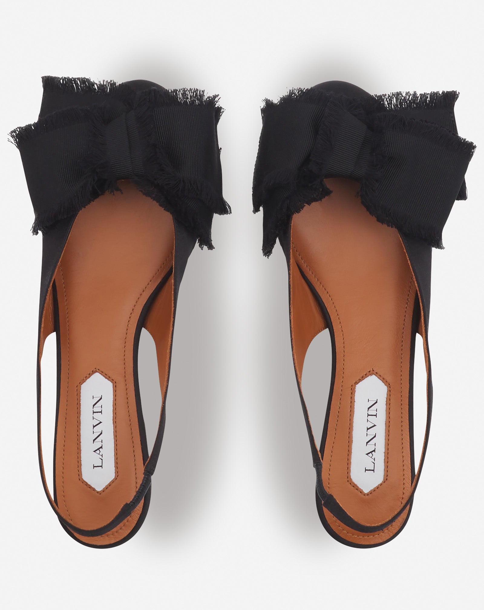 Black Slingback Ballerina Flat In Satin | Lanvin