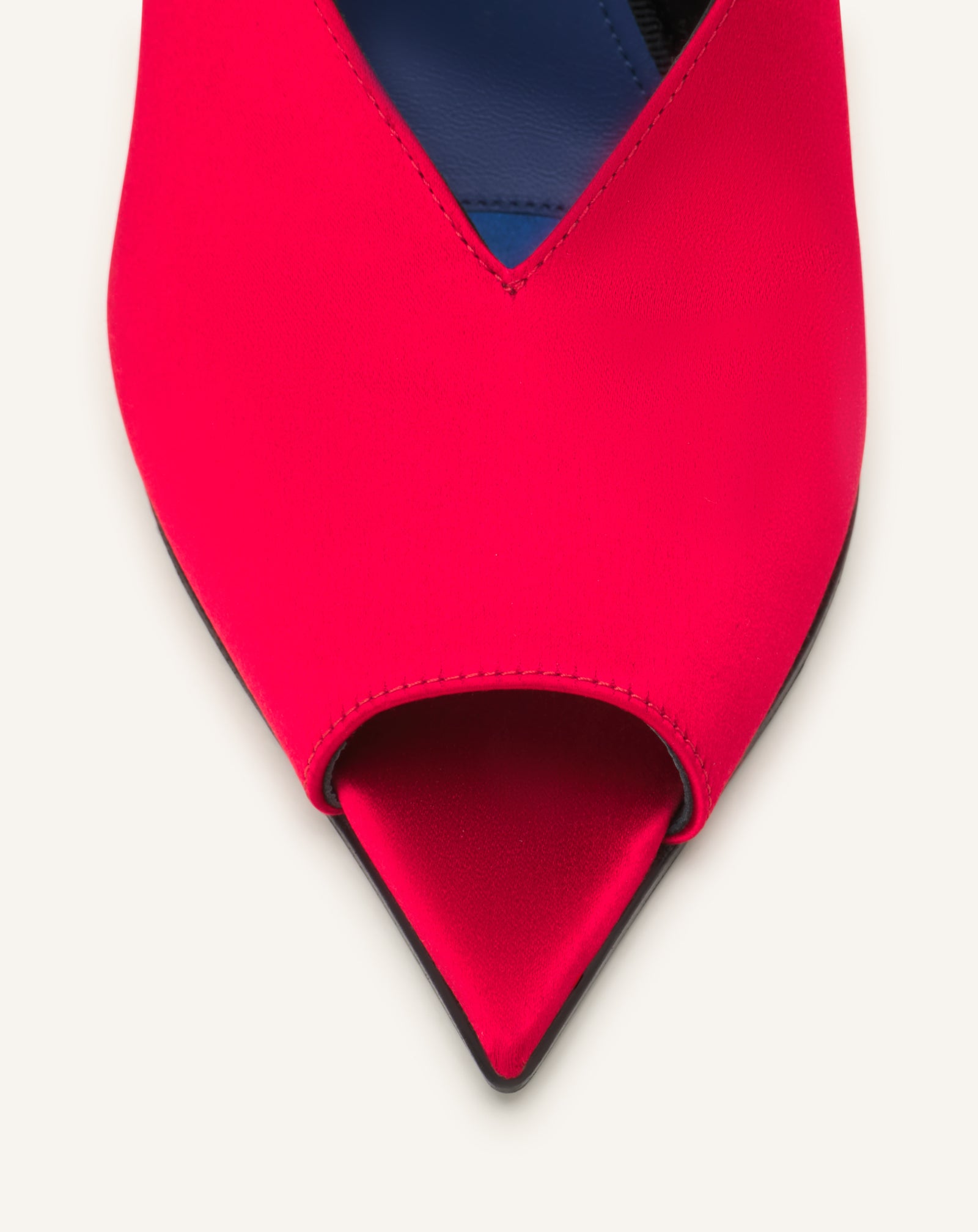 RED MIDNIGHT STEP MULES IN SATIN