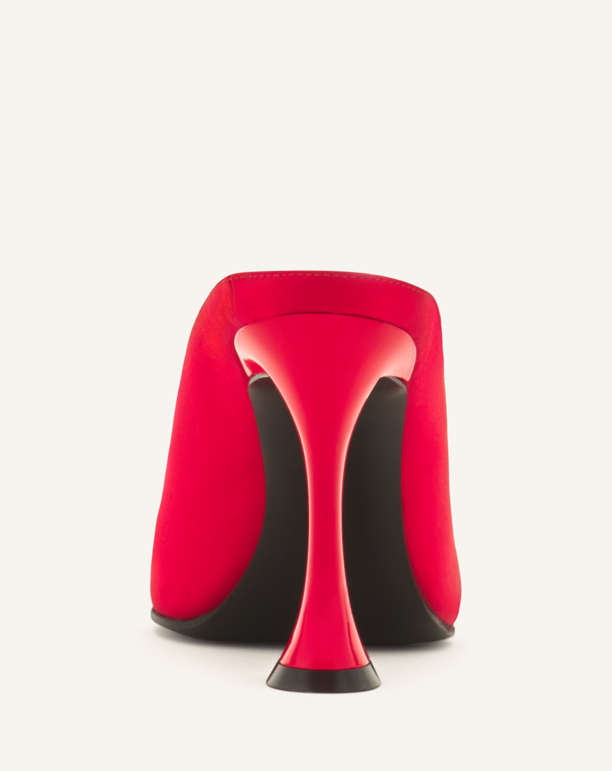 RED MIDNIGHT STEP MULES IN SATIN