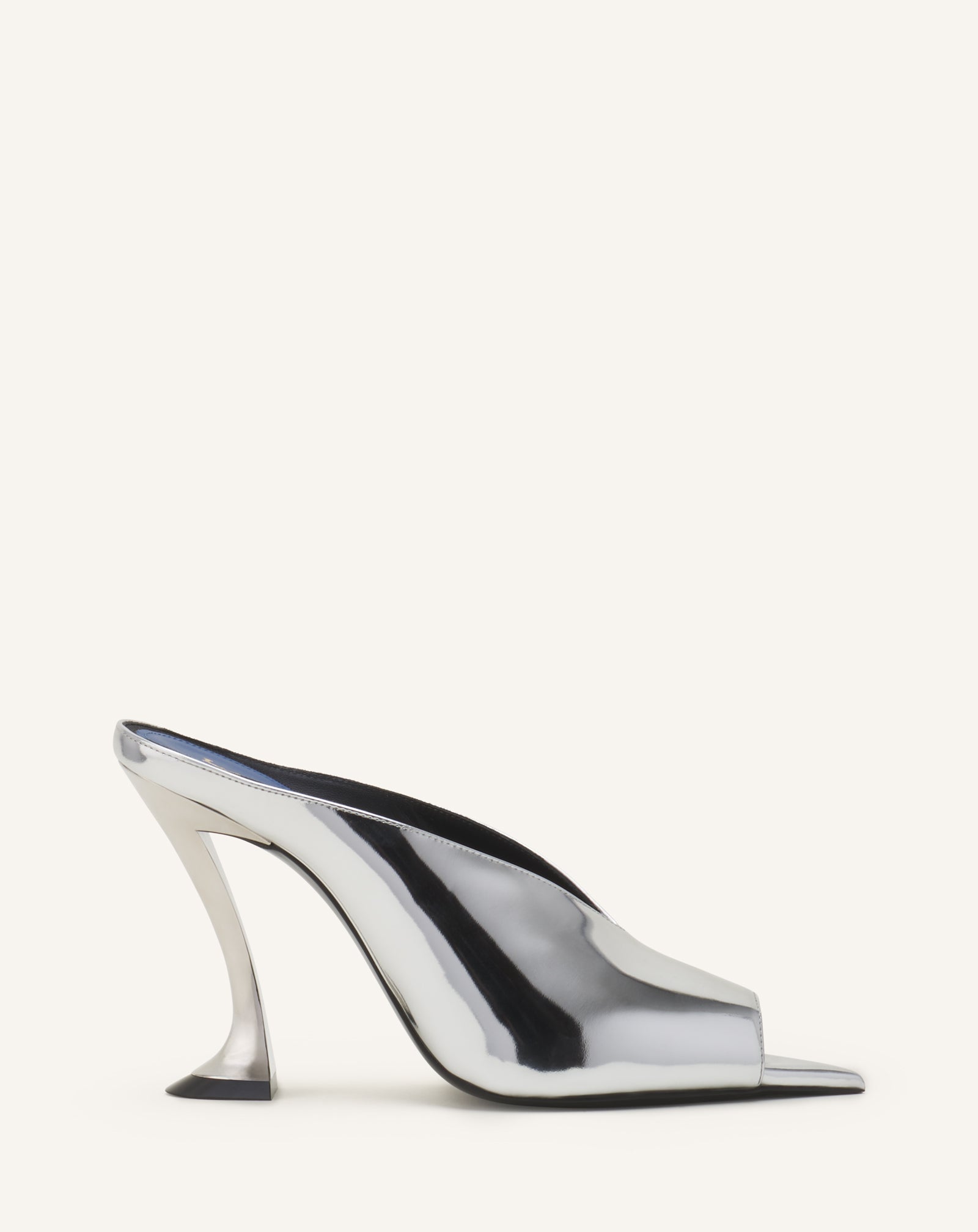 SILVER MIDNIGHT STEP MULE IN METALLIC LEATHER