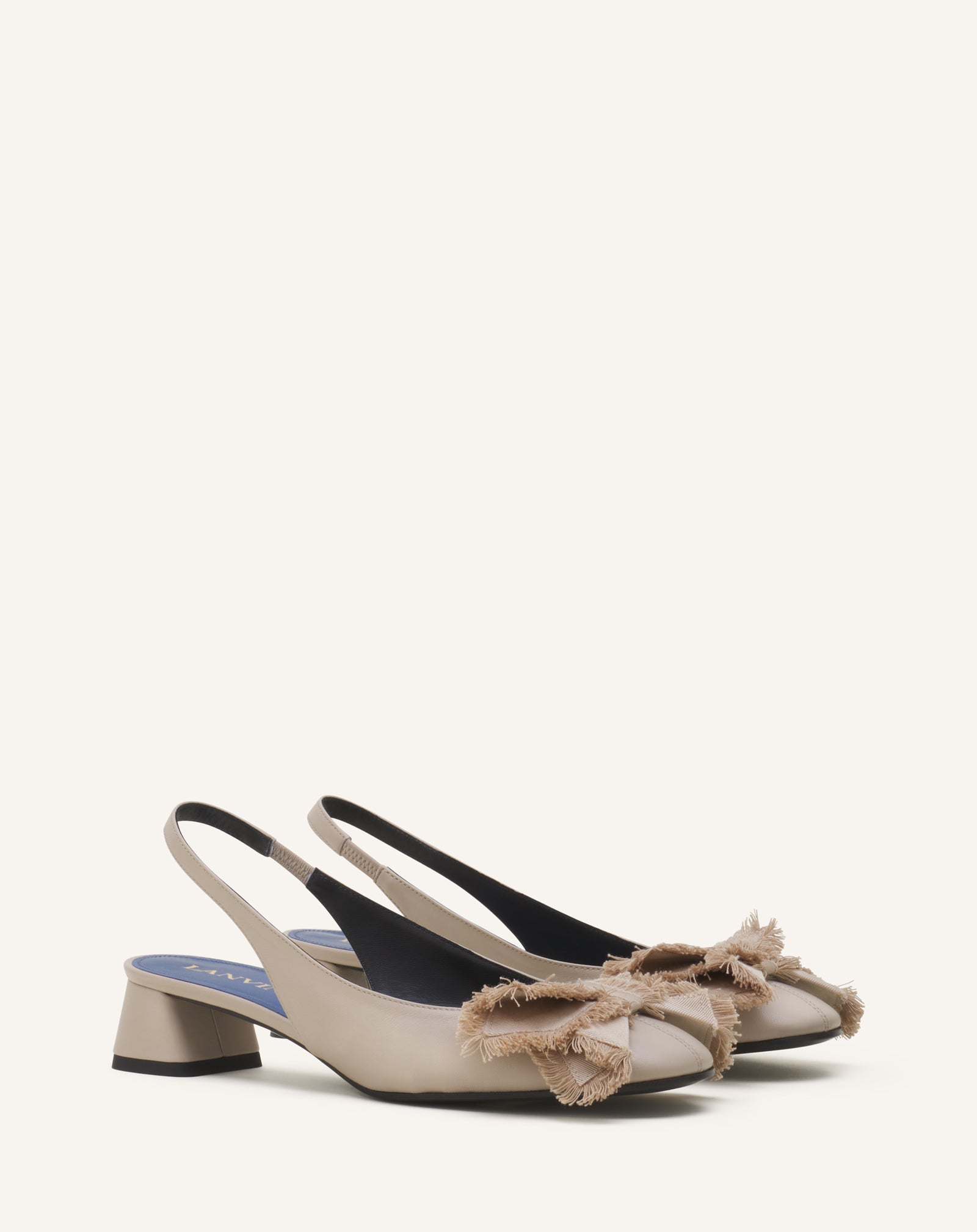 BEIGE HEELED SLINGBACK BALLERINA IN LEATHER