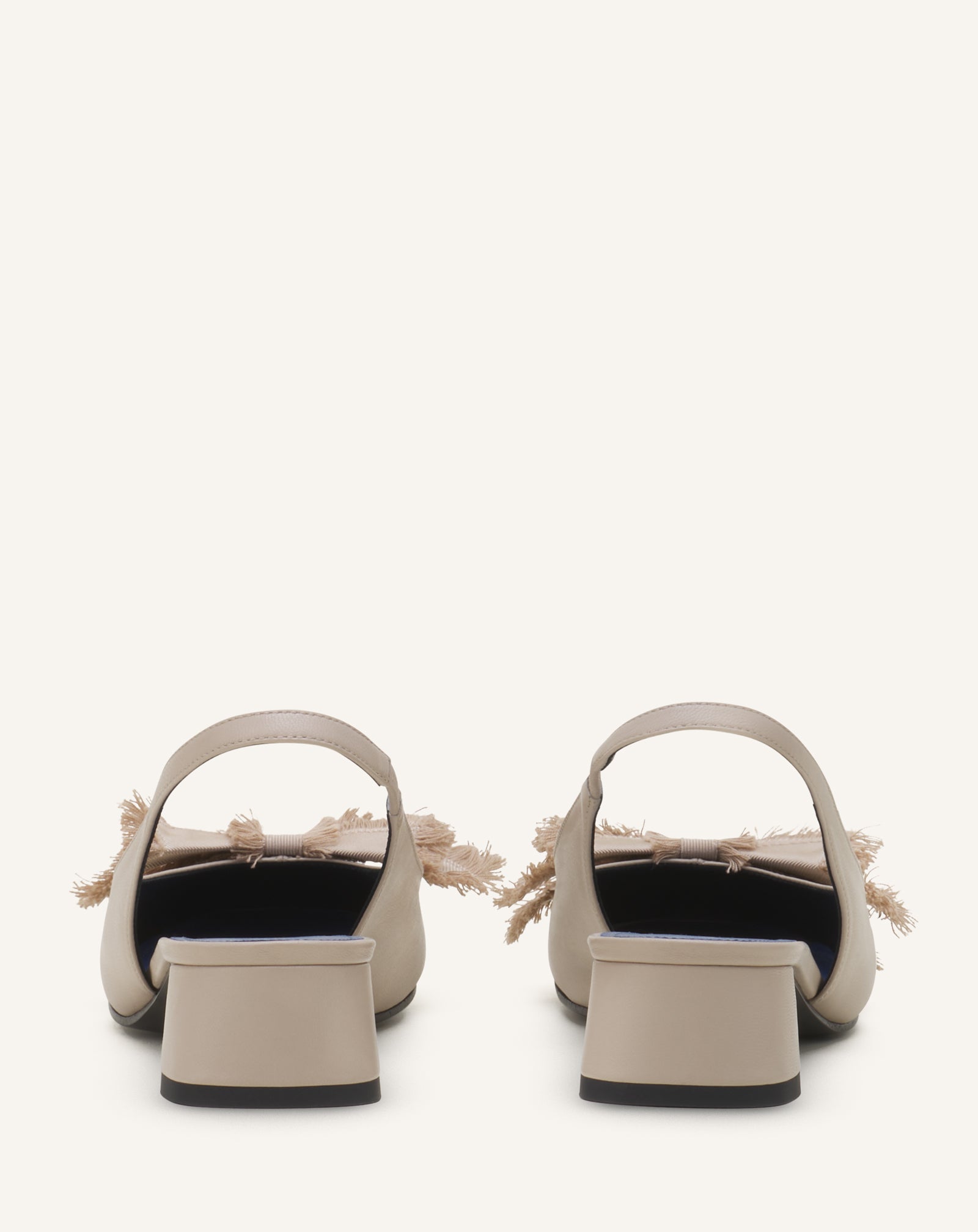BEIGE HEELED SLINGBACK BALLERINA IN LEATHER