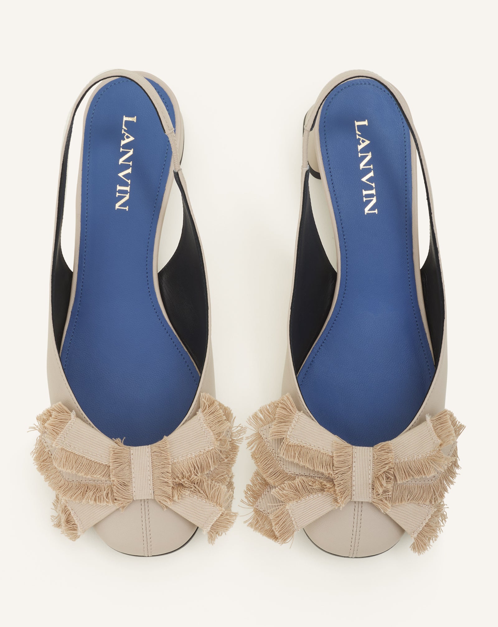 BEIGE HEELED SLINGBACK BALLERINA IN LEATHER