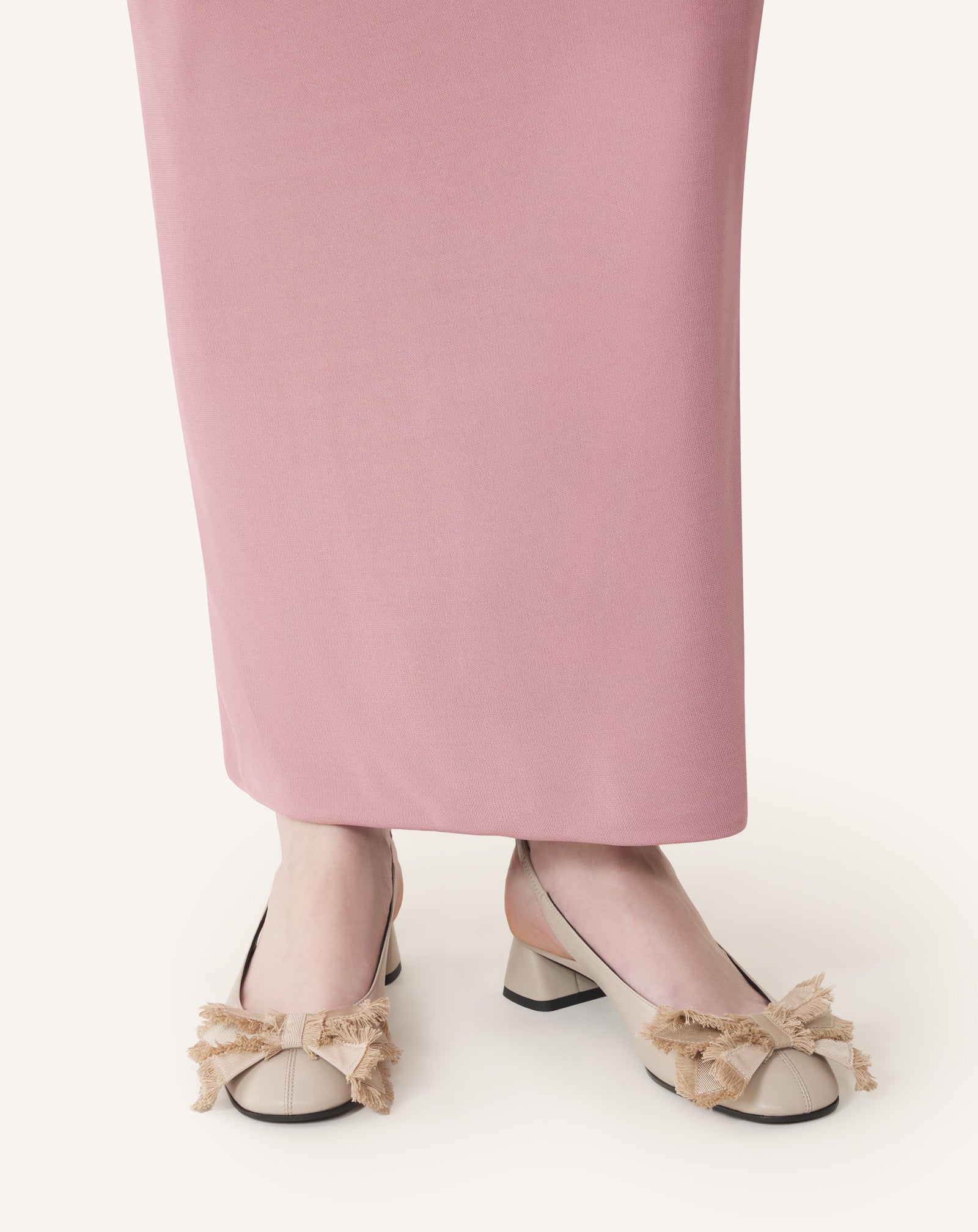 BEIGE HEELED SLINGBACK BALLERINA IN LEATHER