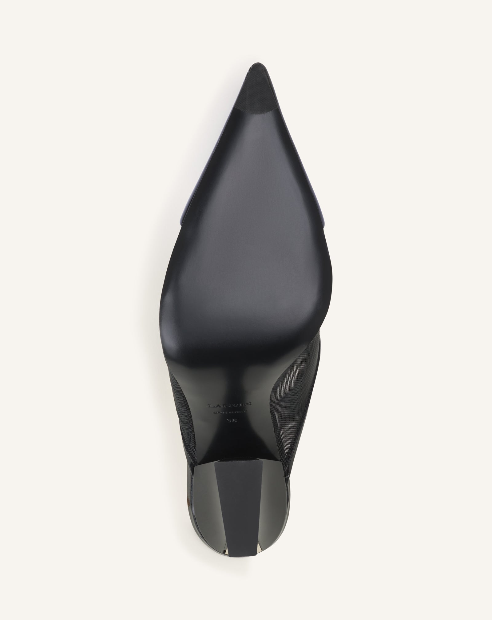 BLACK NOCTURNE MULE IN MESH AND PATENT LEATHER