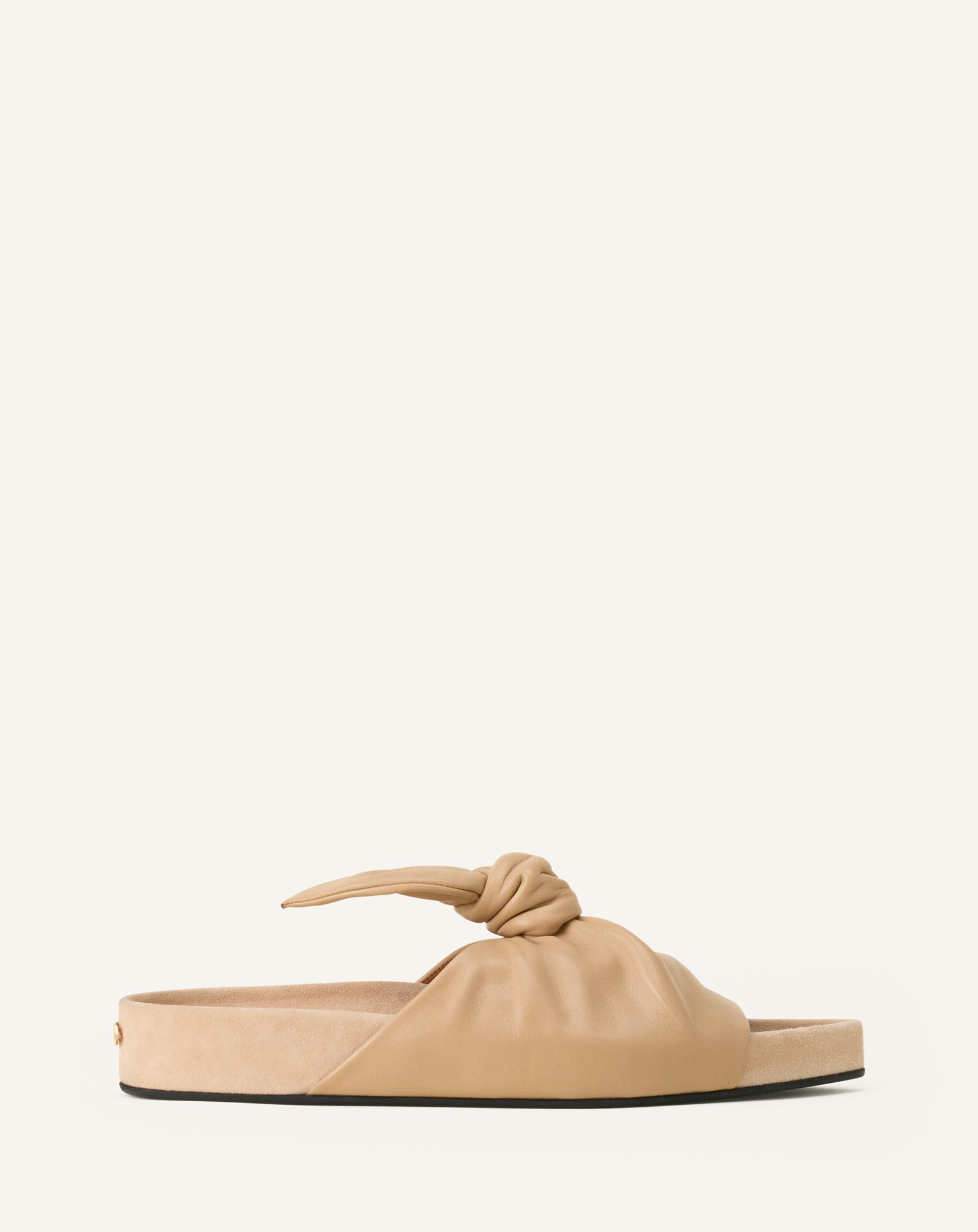 BEIGE COCOON FLAT LEATHER MULE