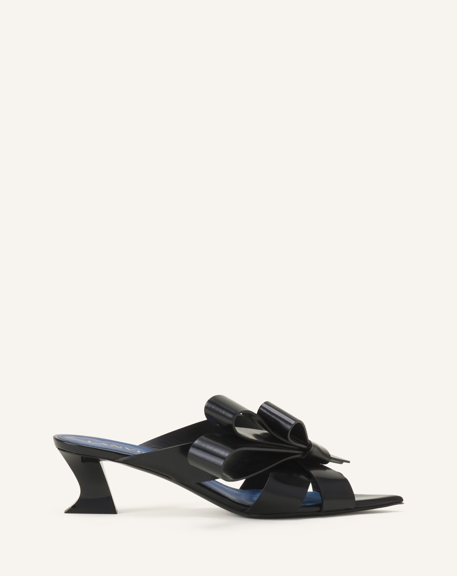 BLACK CADEAU LEATHER MULES WITH HEEL