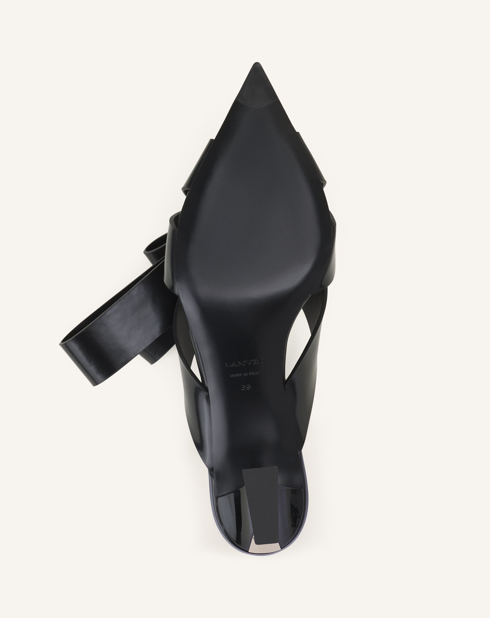 BLACK CADEAU LEATHER MULES WITH HEEL