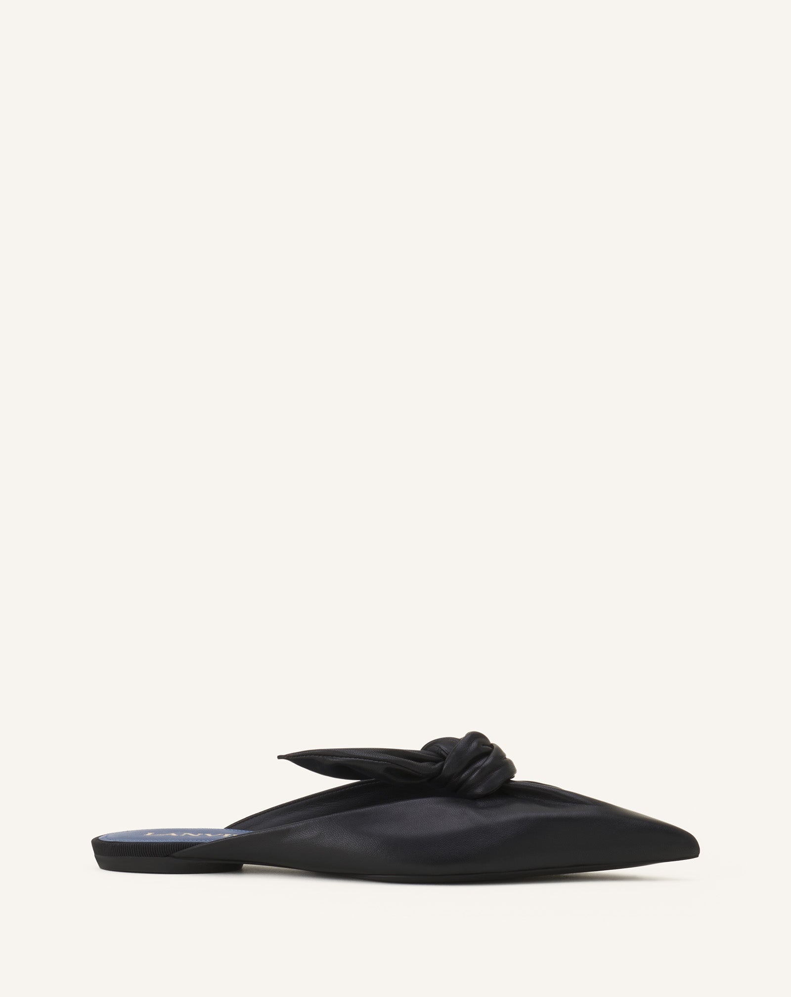 BLACK MIDNIGHT STEP MULES WITH A LEATHER BOW
