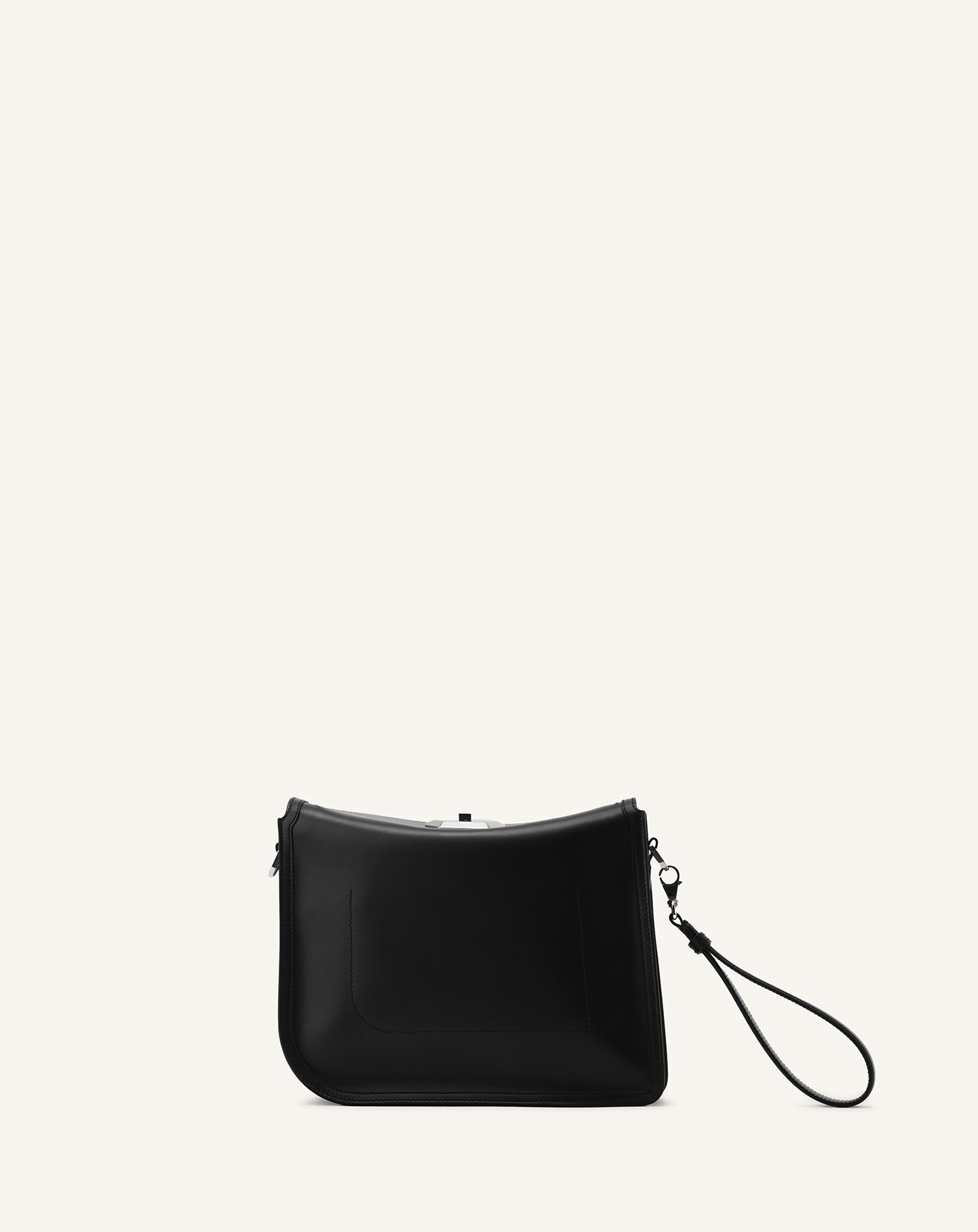 BLACK COMPAGNON CLUTCH BAG IN LEATHER