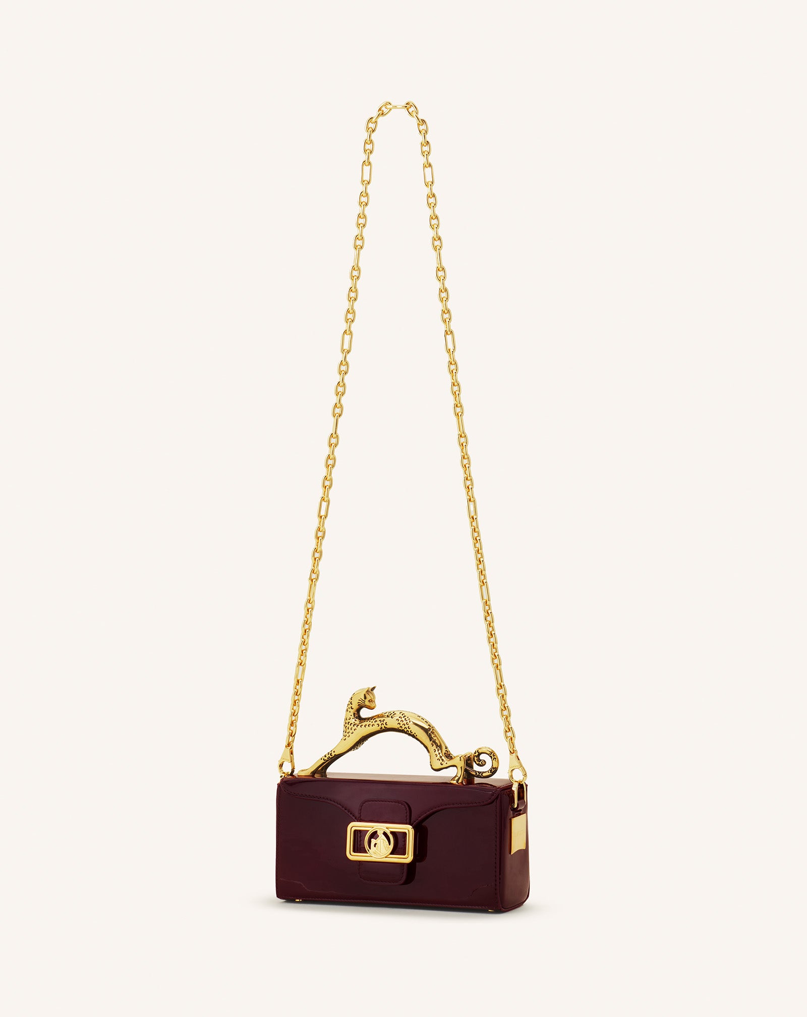 BROWN PENCIL CAT NANO BAG IN PATENT LEATHER