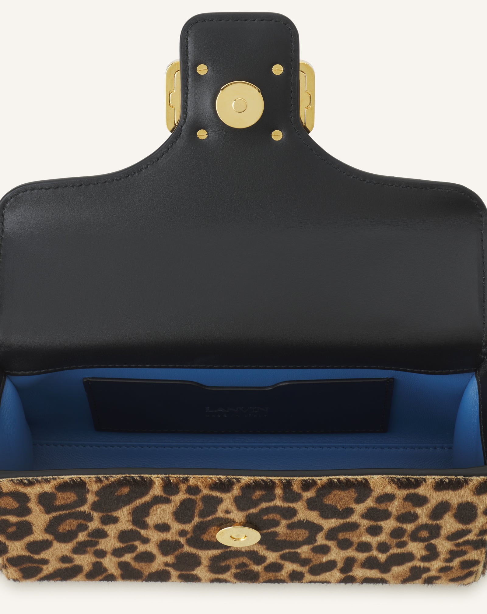 BEIGE PENCIL CAT NANO BAG IN LEOPARD PRINT